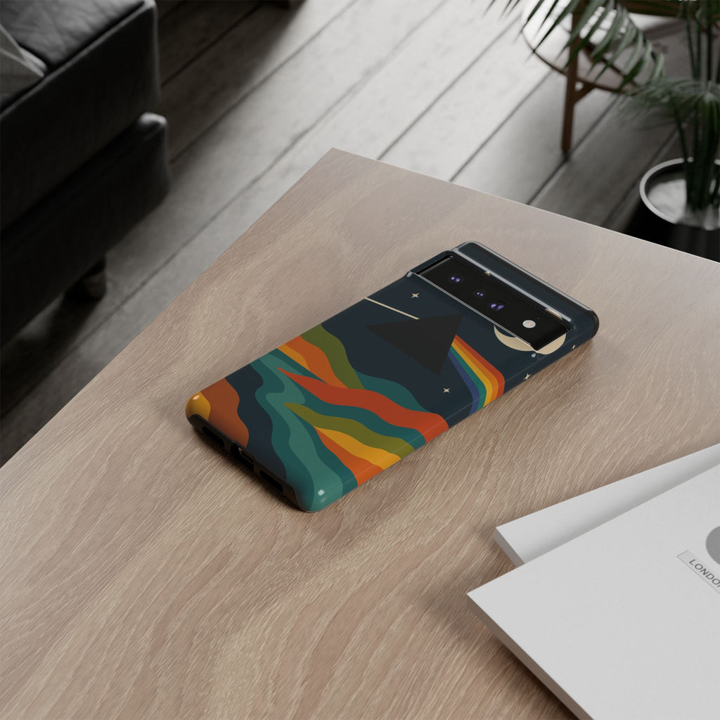 Dark Side of Moon Phone Case — Rainbow Landscape Tough Case Pink Floyd Inspired