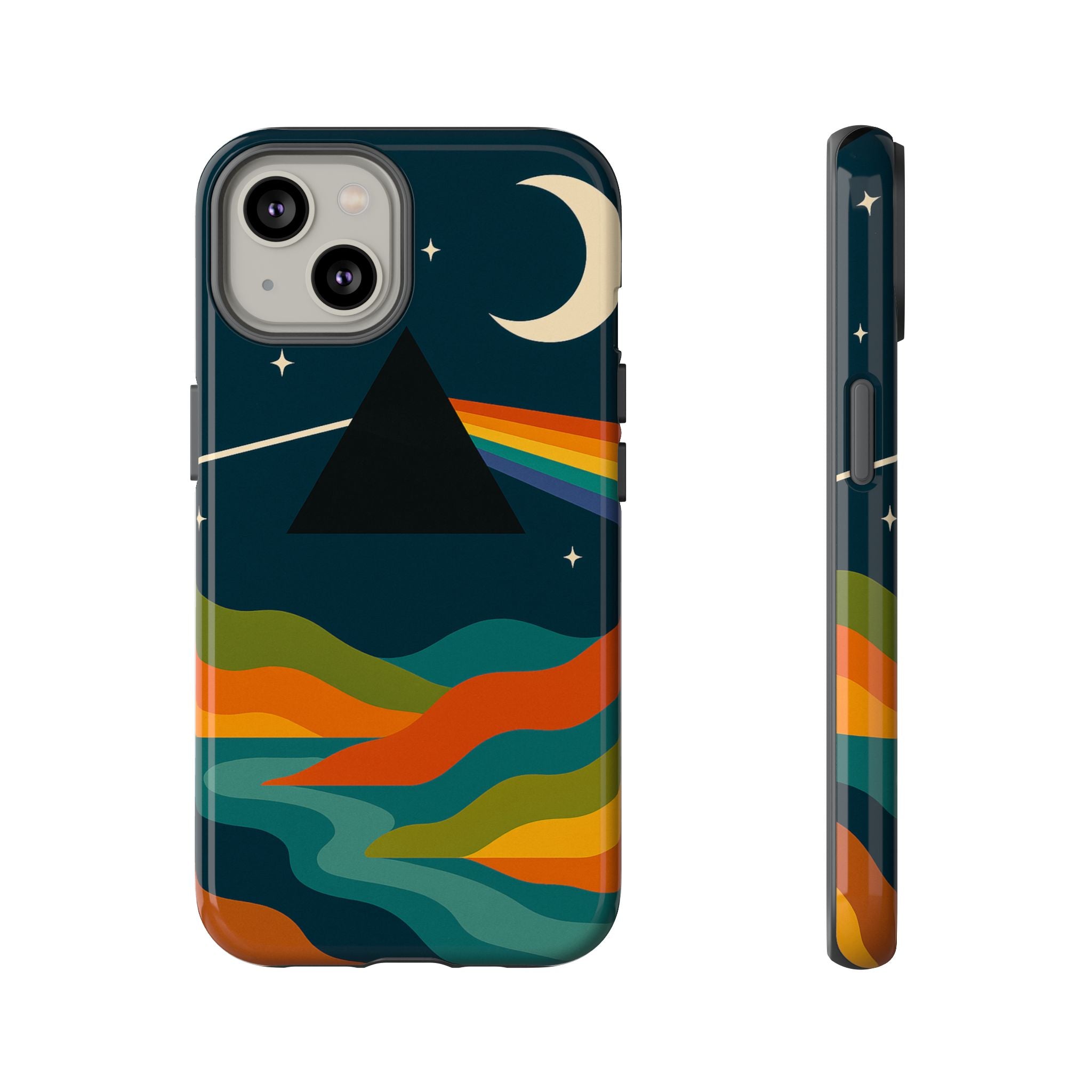 Dark Side of Moon Phone Case — Rainbow Landscape Tough Case Pink Floyd Inspired