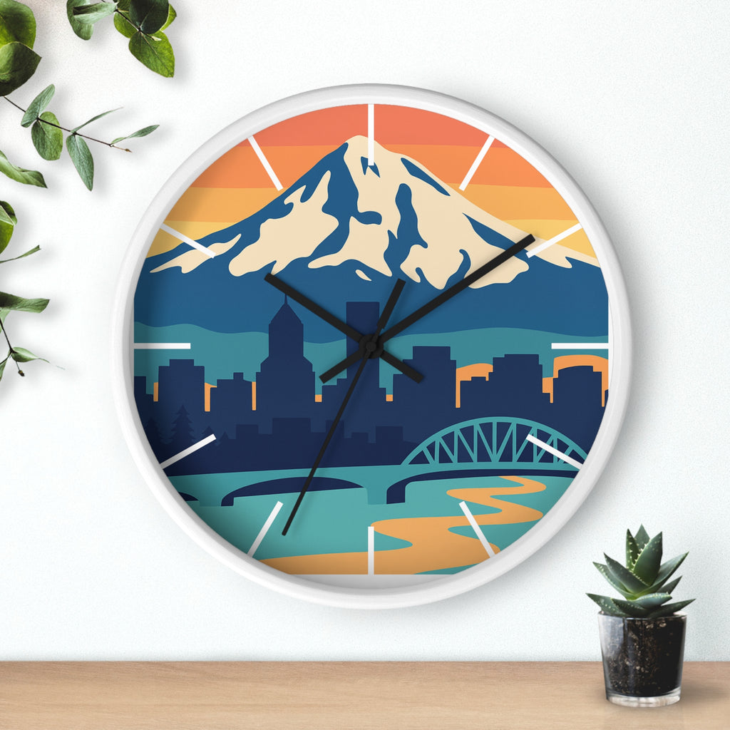 Mountain City Portland Wall Clock — Scenic Skyline CLOCK