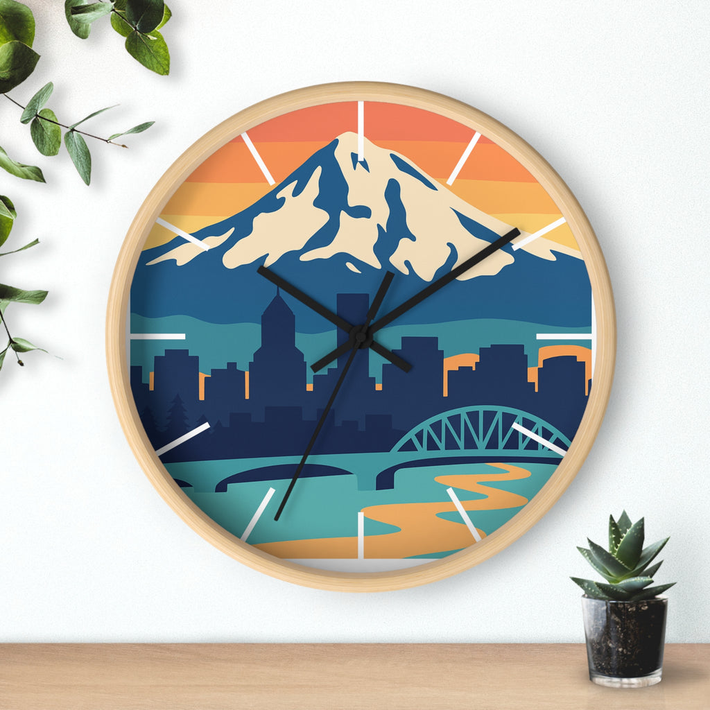 Mountain City Portland Wall Clock — Scenic Skyline CLOCK