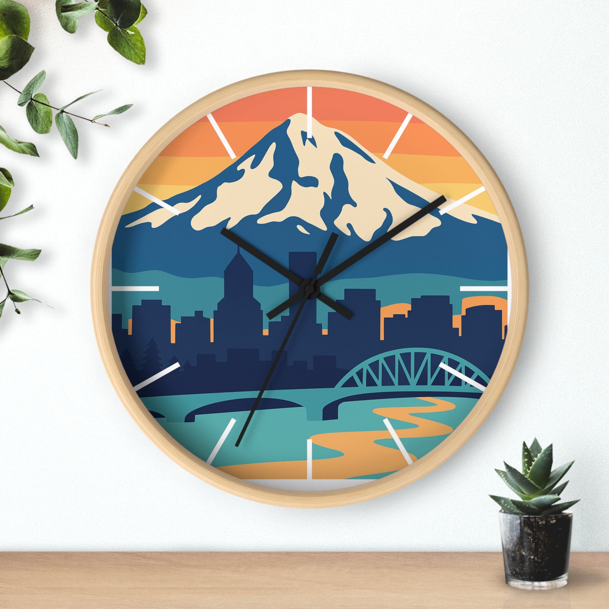 Mountain City Portland Wall Clock — Scenic Skyline CLOCK