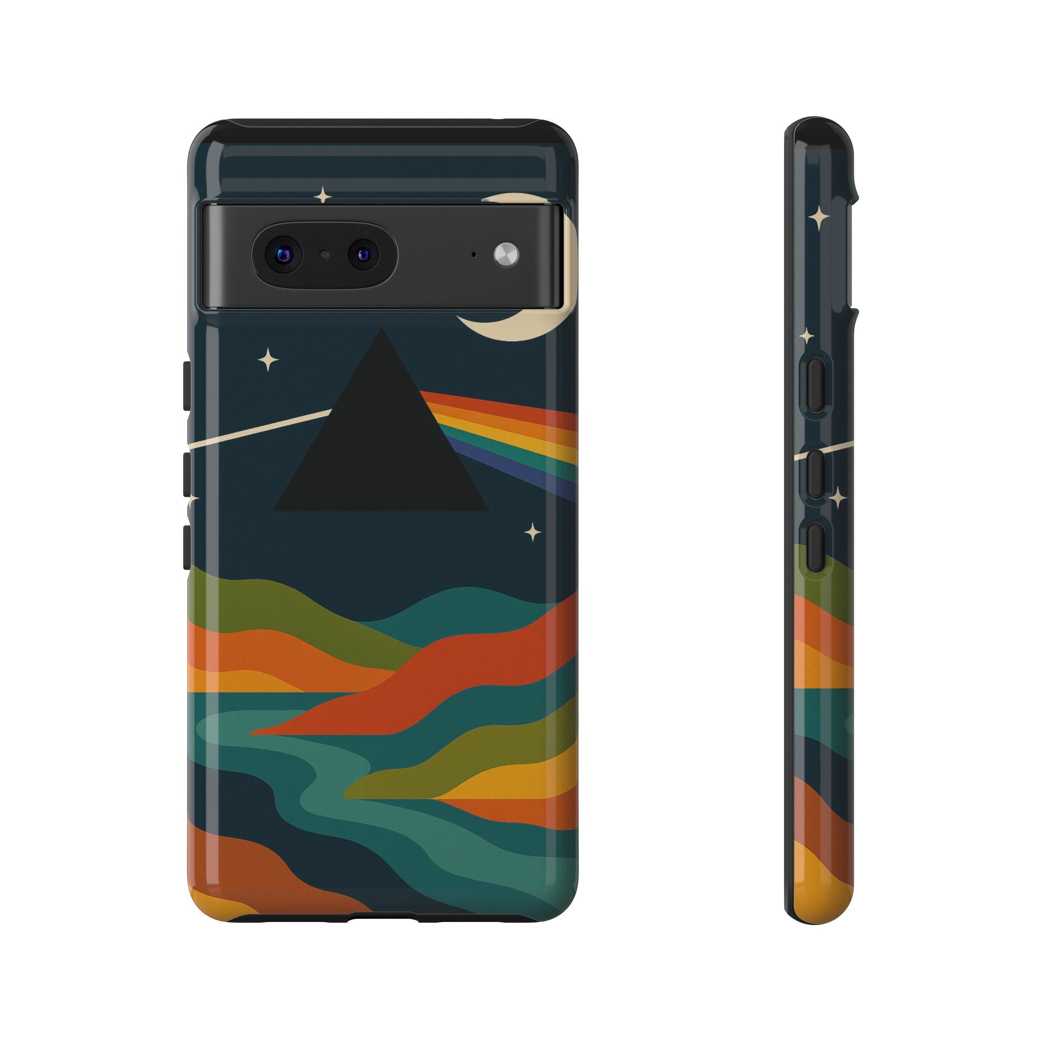 Dark Side of Moon Phone Case — Rainbow Landscape Tough Case Pink Floyd Inspired