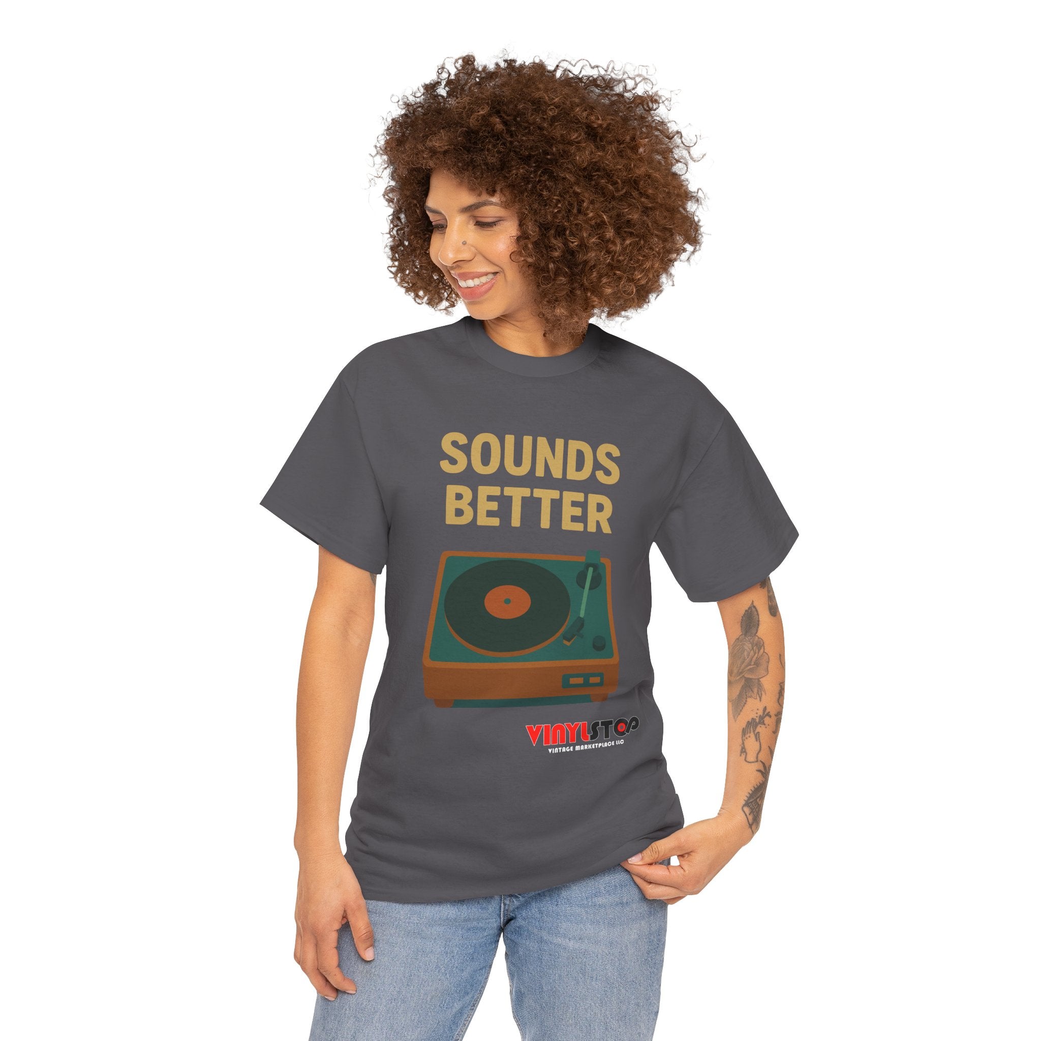 Sounds Better on Vinyl Record T-Shirt | Turntable Graphic Tee