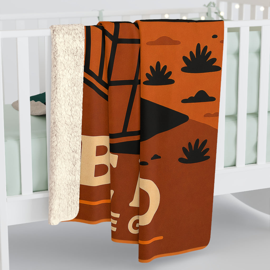 Bend Vinylstop Sherpa Blanket — Retro Oregon Vinyl Record Design