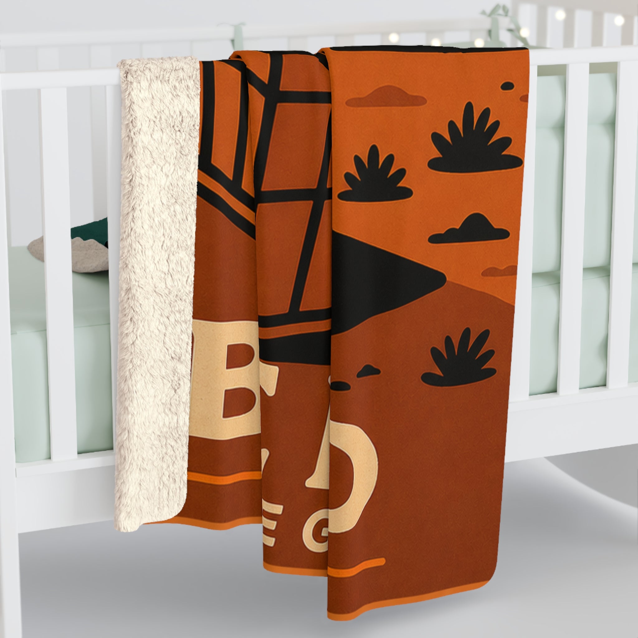 Bend Vinylstop Sherpa Blanket — Retro Oregon Vinyl Record Design