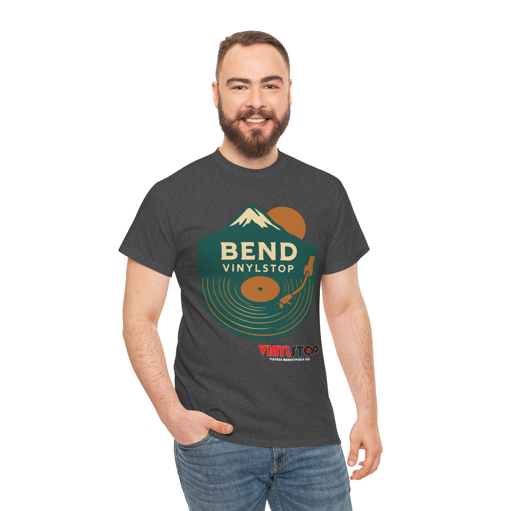 Bend Oregon Vinyl Stop T-Shirt | Mountain Record Player Tee Record Store