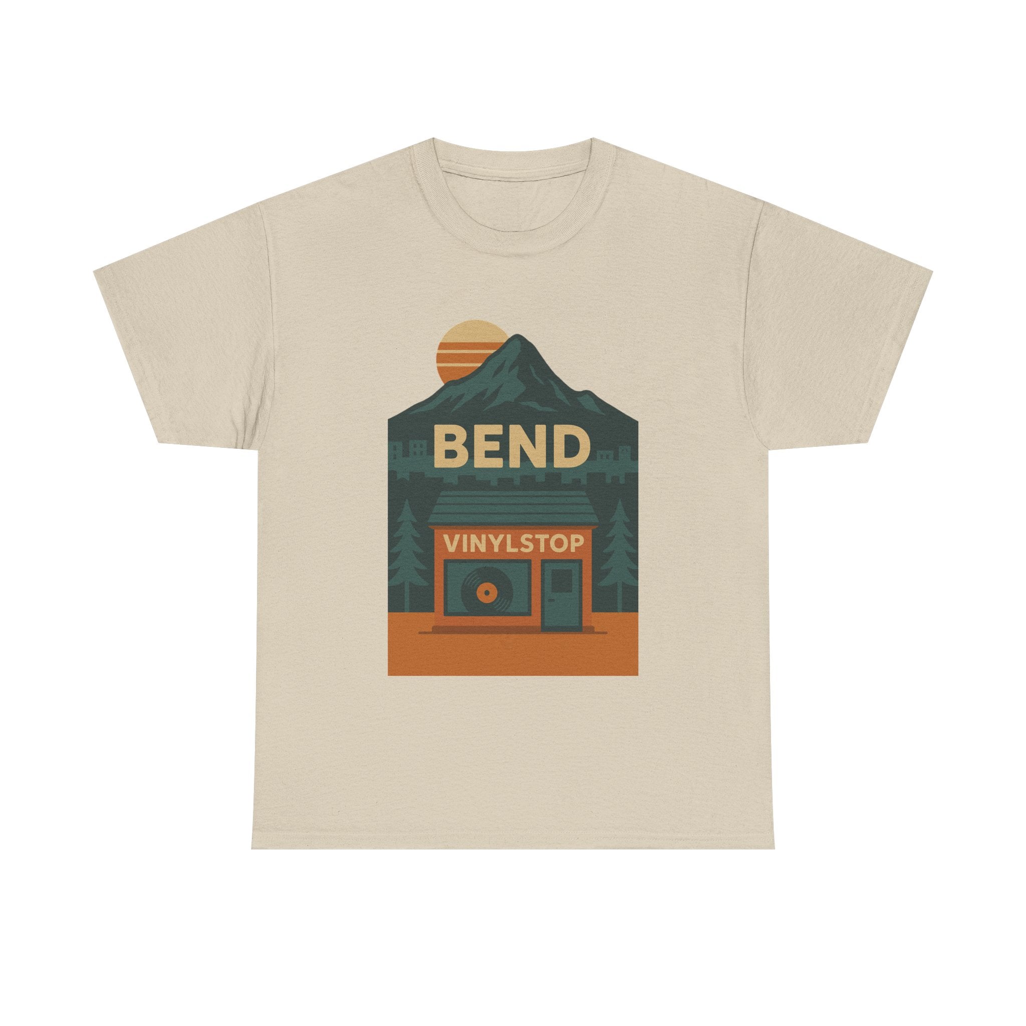 Bend Oregon Vinyl Stop T-Shirt | Mountain Record Player Tee Record Store