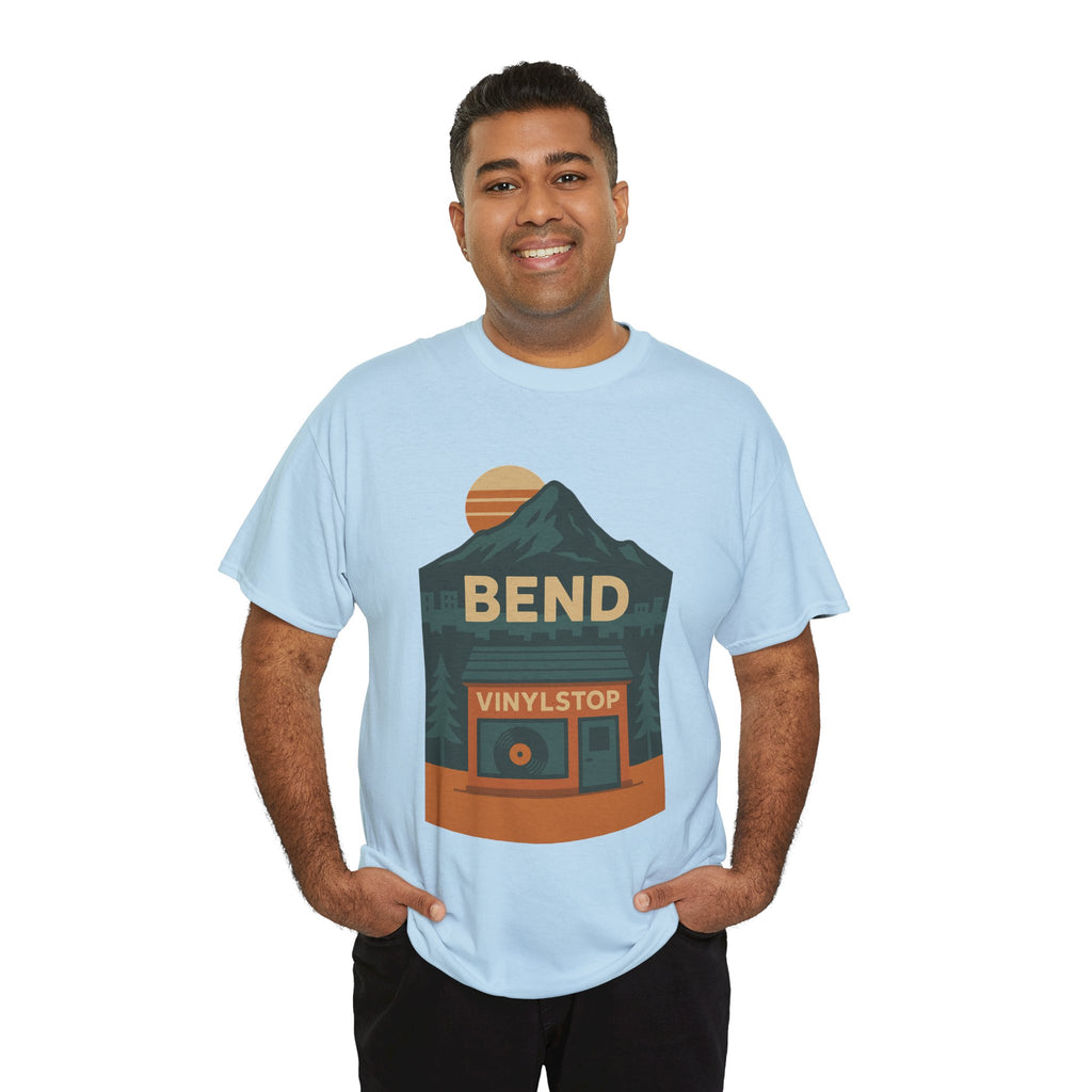 Bend Oregon Vinyl Stop T-Shirt | Mountain Record Player Tee Record Store