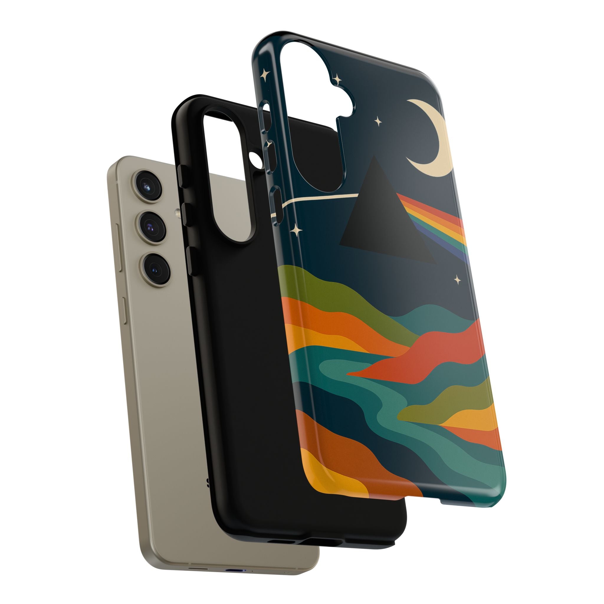 Dark Side of Moon Phone Case — Rainbow Landscape Tough Case Pink Floyd Inspired