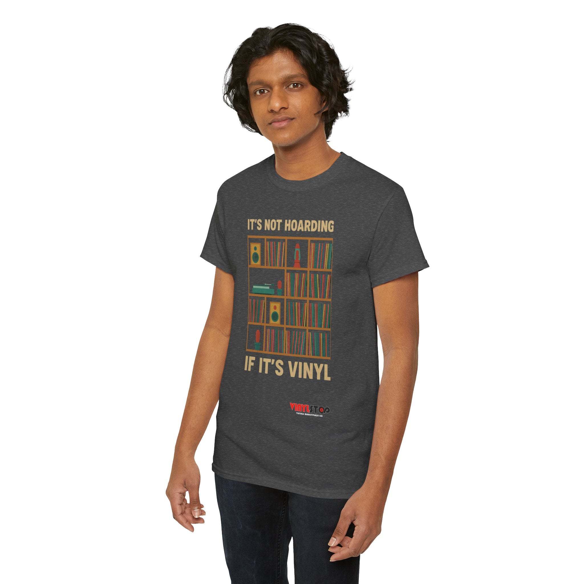 It's Not Hoarding If It's Vinyl T-Shirt | Record Shelf Graphic Tee vinyl collector albums records tshirt