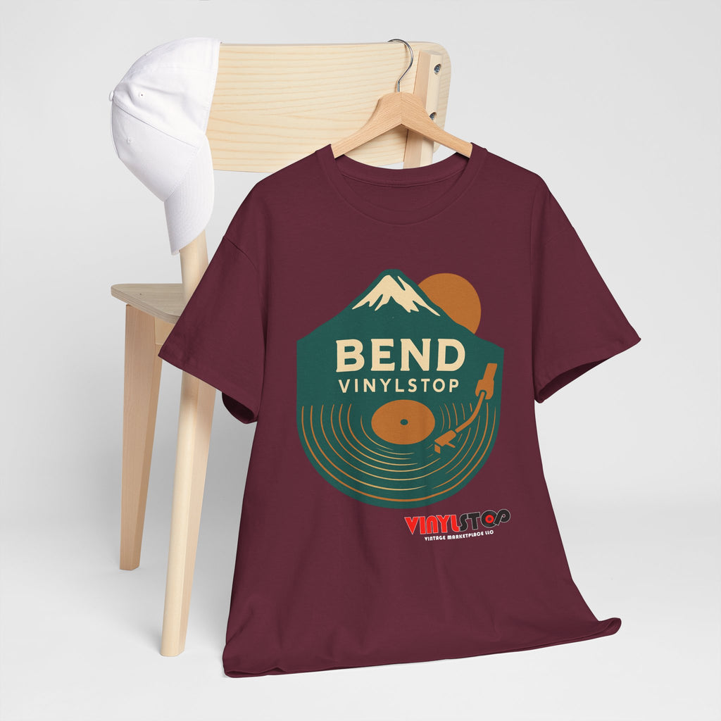 Bend Oregon Vinyl Stop T-Shirt | Mountain Record Player Tee Record Store