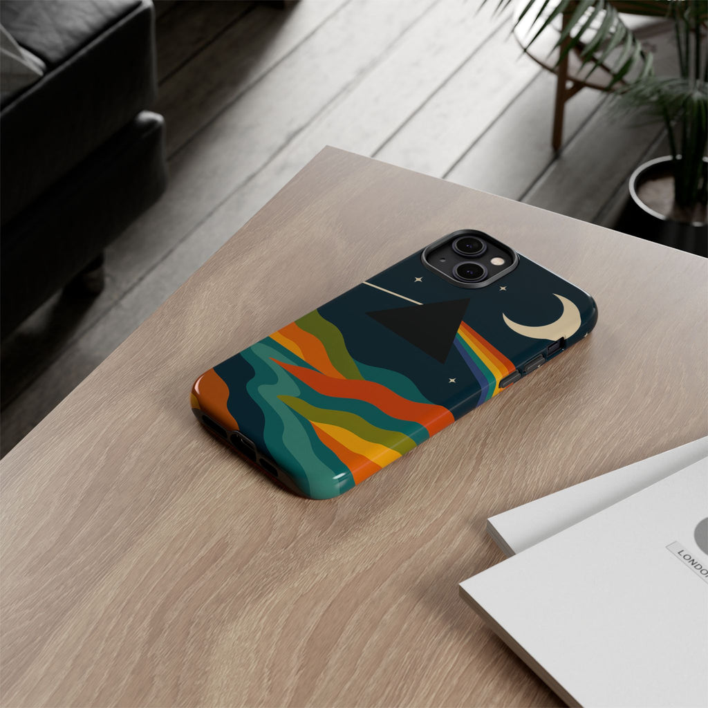 Dark Side of Moon Phone Case — Rainbow Landscape Tough Case Pink Floyd Inspired