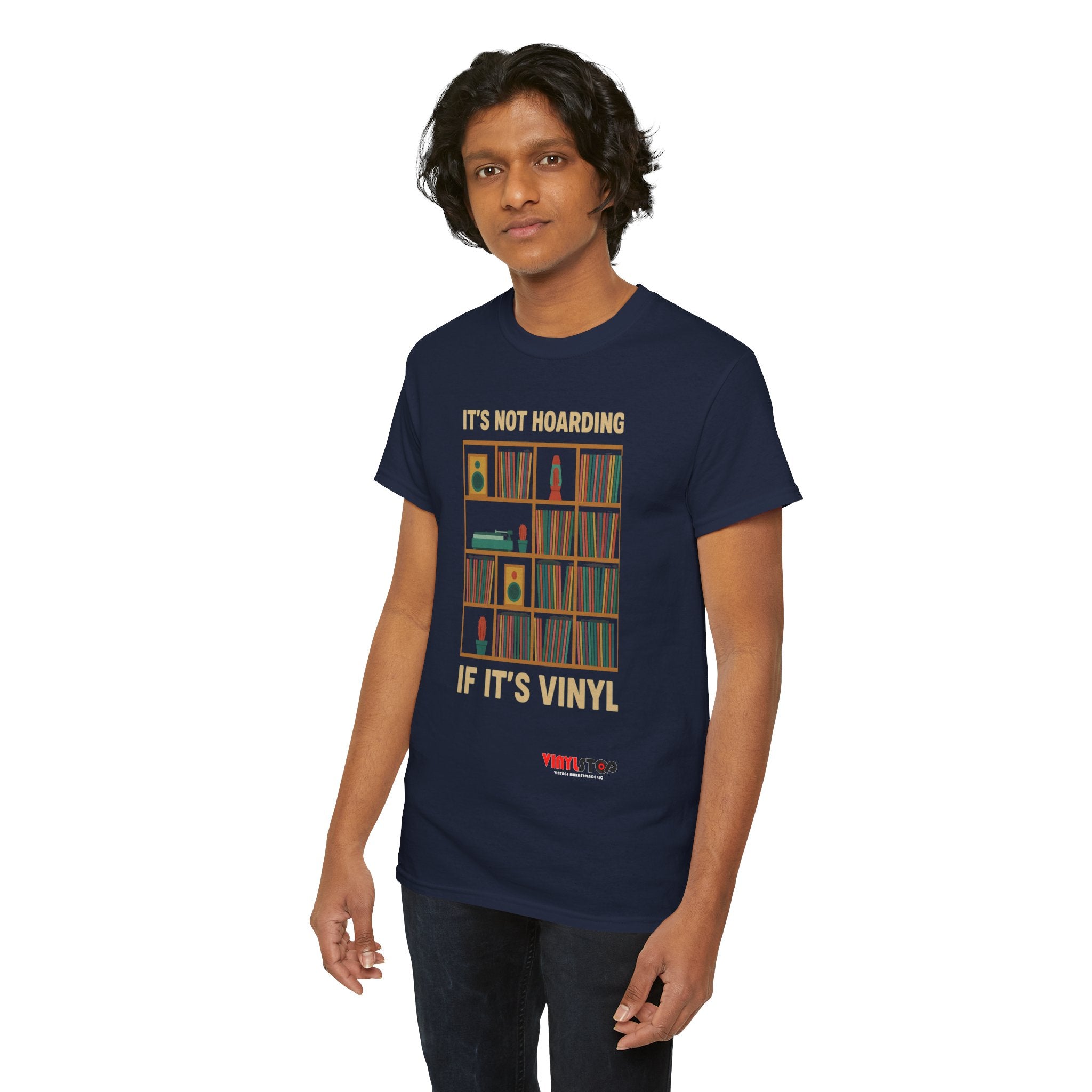 It's Not Hoarding If It's Vinyl T-Shirt | Record Shelf Graphic Tee vinyl collector albums records tshirt