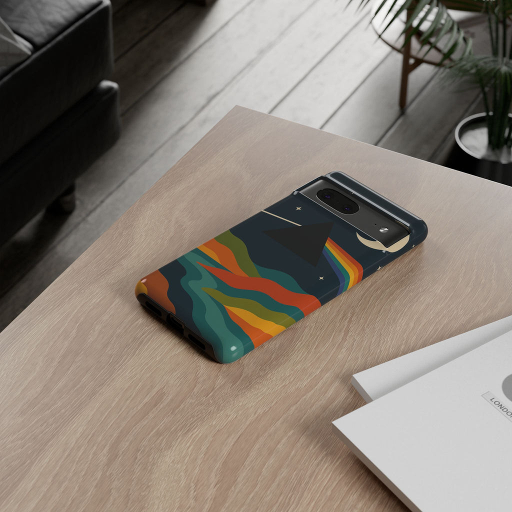 Dark Side of Moon Phone Case — Rainbow Landscape Tough Case Pink Floyd Inspired