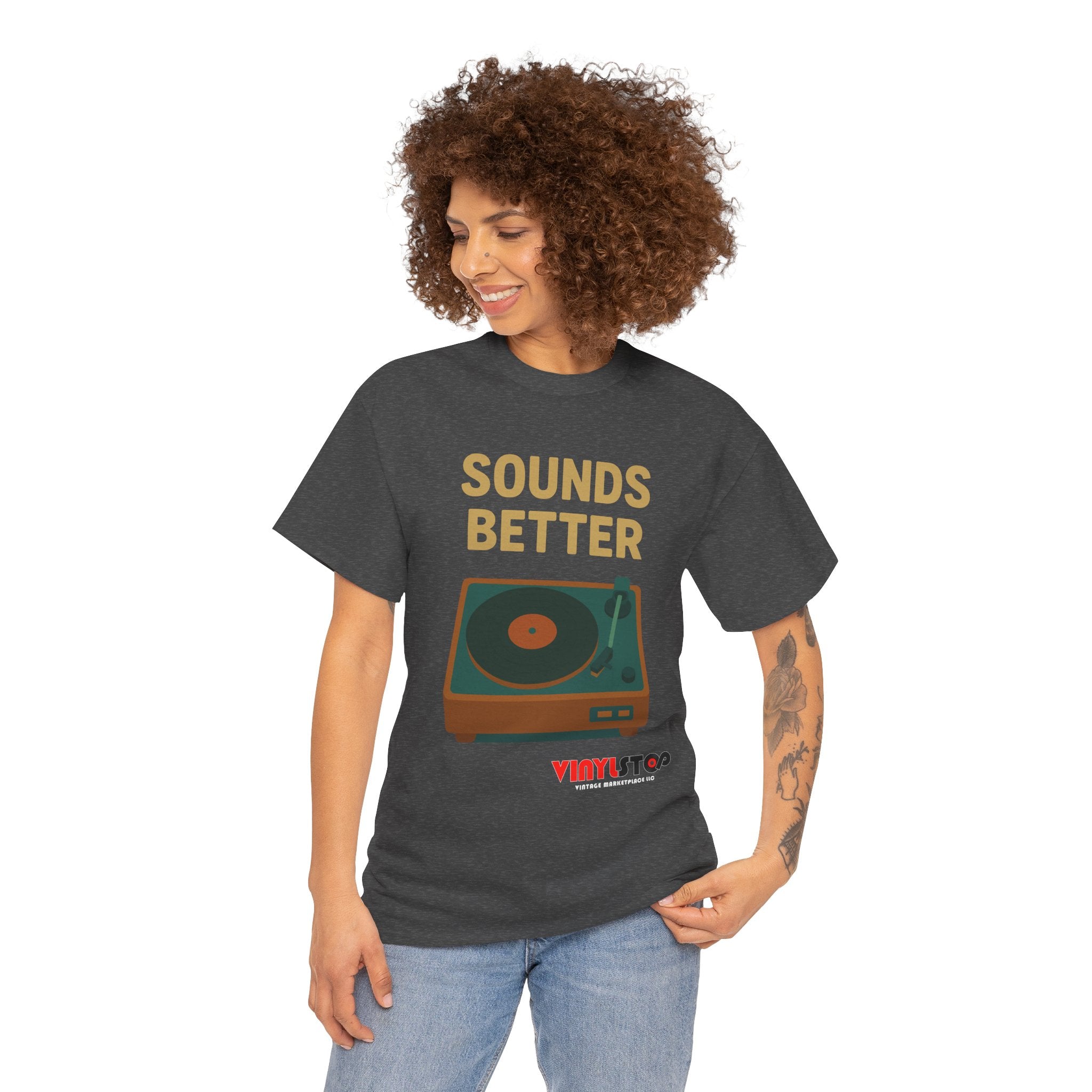 Sounds Better on Vinyl Record T-Shirt | Turntable Graphic Tee