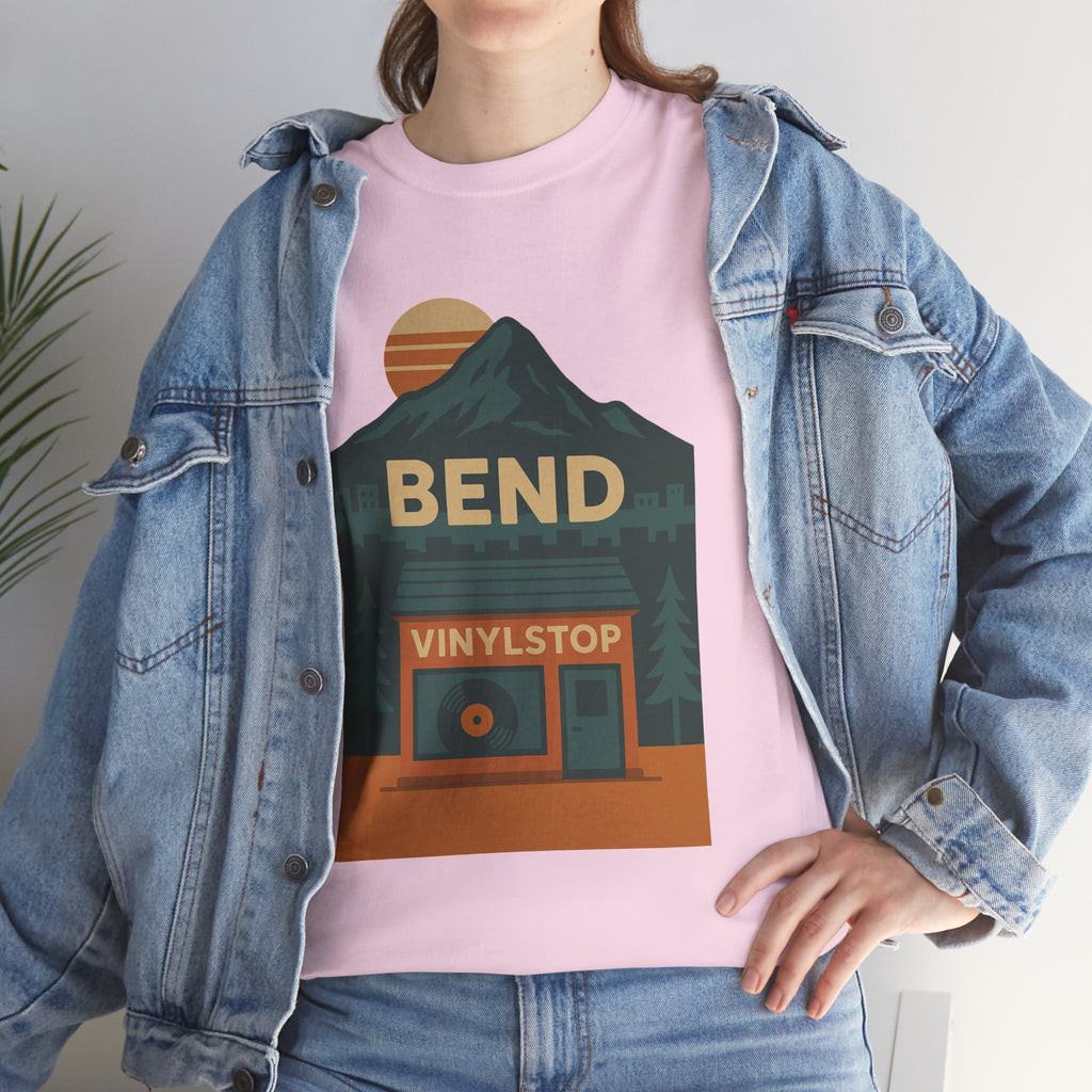 Bend Oregon Vinyl Stop T-Shirt | Mountain Record Player Tee Record Store
