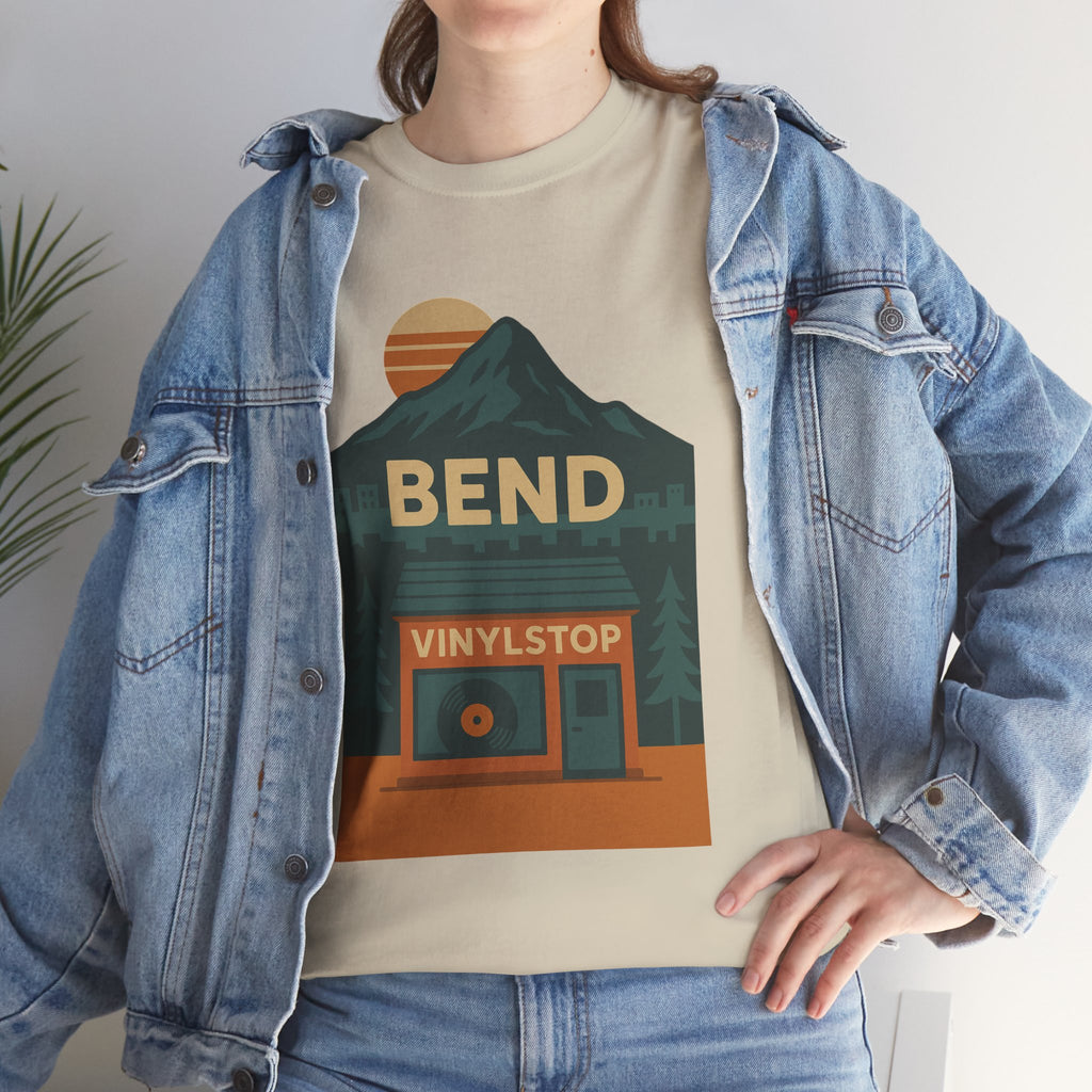 Bend Oregon Vinyl Stop T-Shirt | Mountain Record Player Tee Record Store