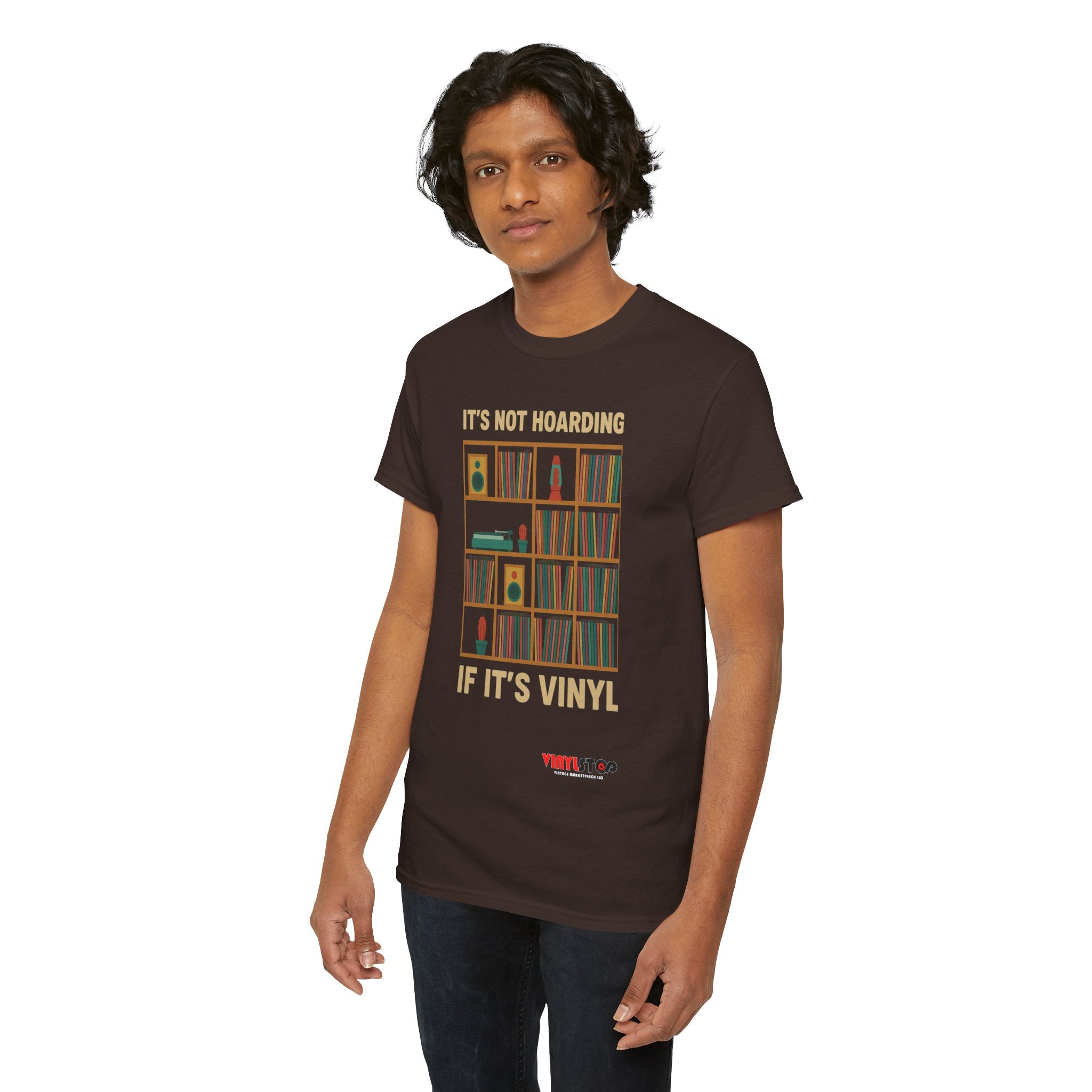 It's Not Hoarding If It's Vinyl T-Shirt | Record Shelf Graphic Tee vinyl collector albums records tshirt