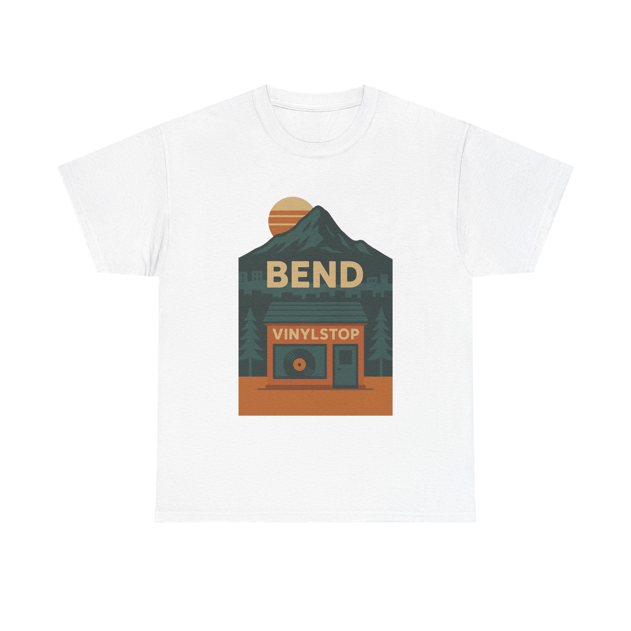Bend Oregon Vinyl Stop T-Shirt | Mountain Record Player Tee Record Store