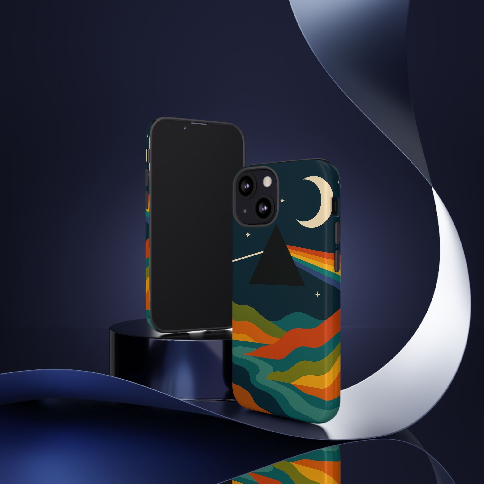Dark Side of Moon Phone Case — Rainbow Landscape Tough Case Pink Floyd Inspired