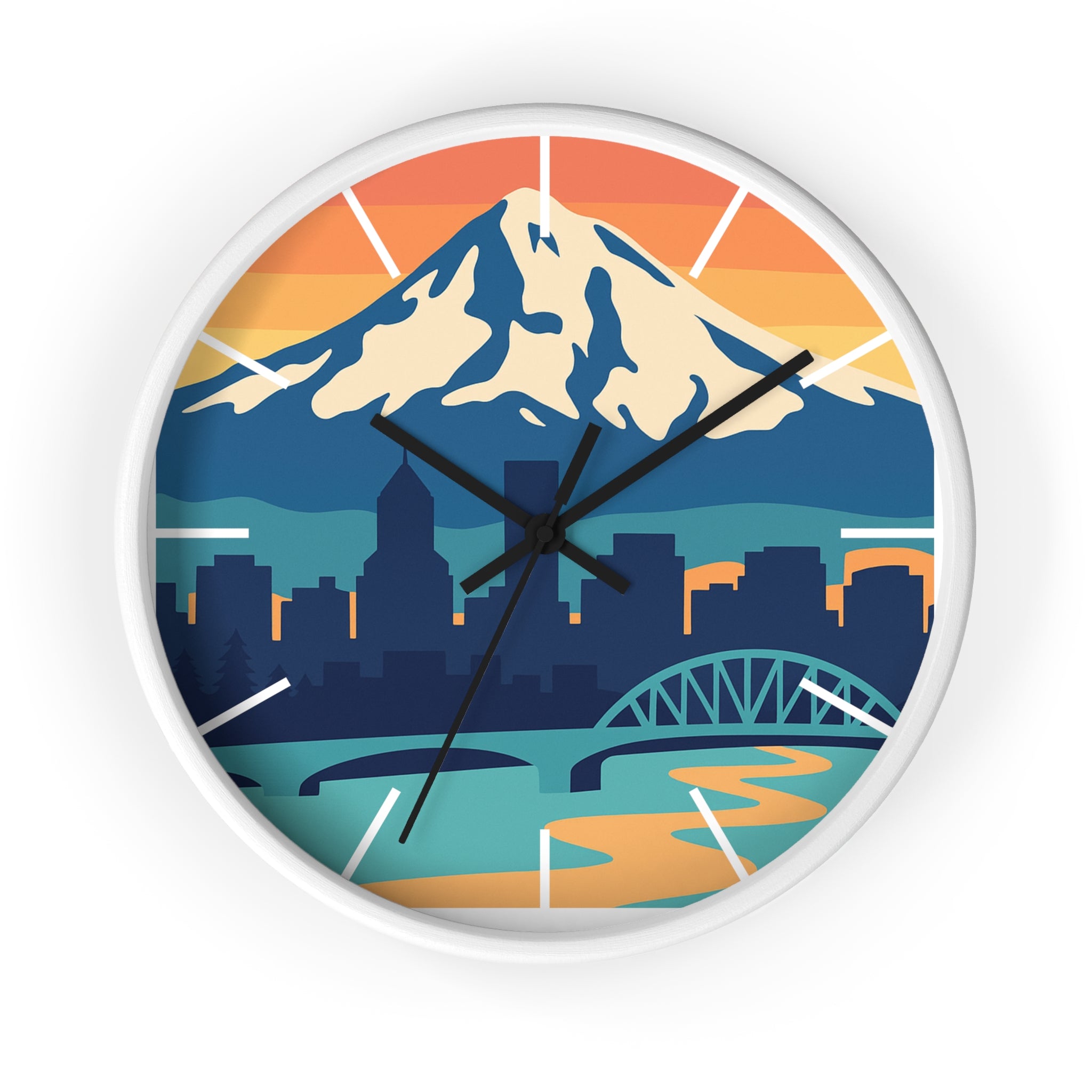 Mountain City Portland Wall Clock — Scenic Skyline CLOCK