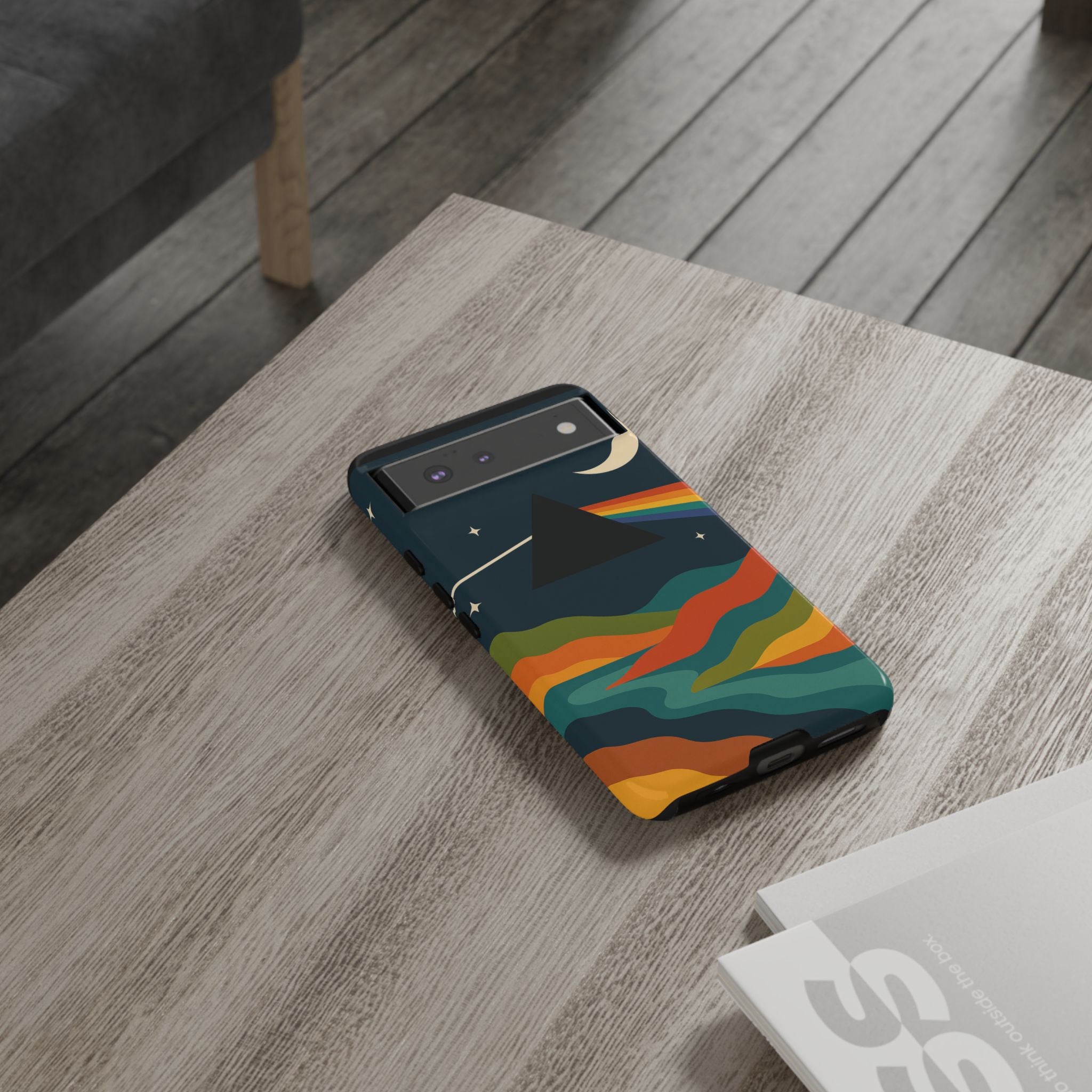 Dark Side of Moon Phone Case — Rainbow Landscape Tough Case Pink Floyd Inspired
