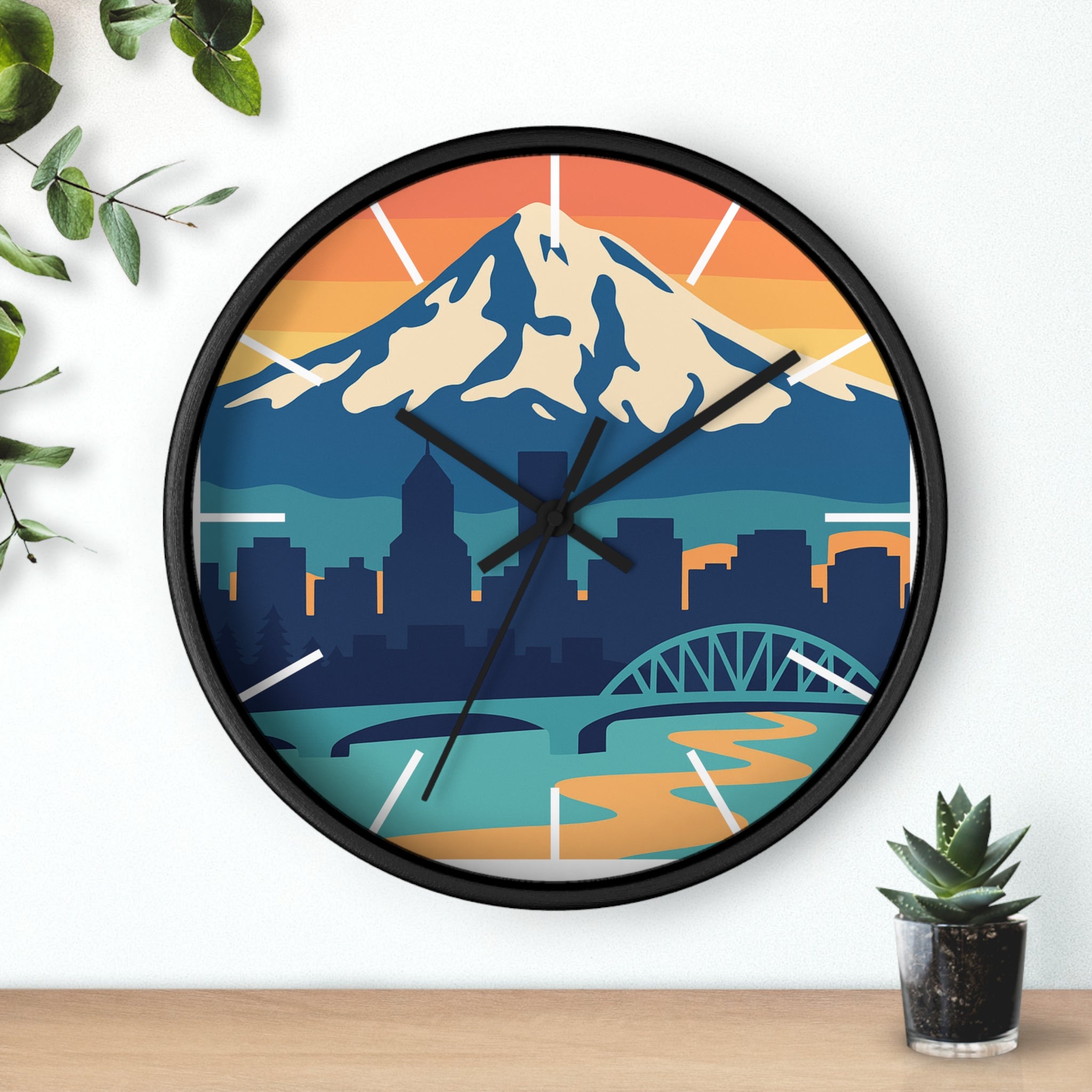 Mountain City Portland Wall Clock — Scenic Skyline CLOCK