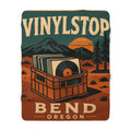 Bend Vinylstop Sherpa Blanket — Retro Oregon Vinyl Record Design