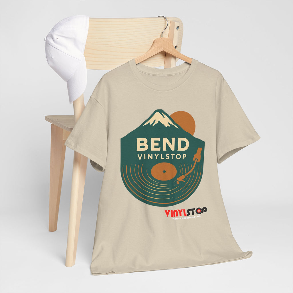 Bend Oregon Vinyl Stop T-Shirt | Mountain Record Player Tee Record Store