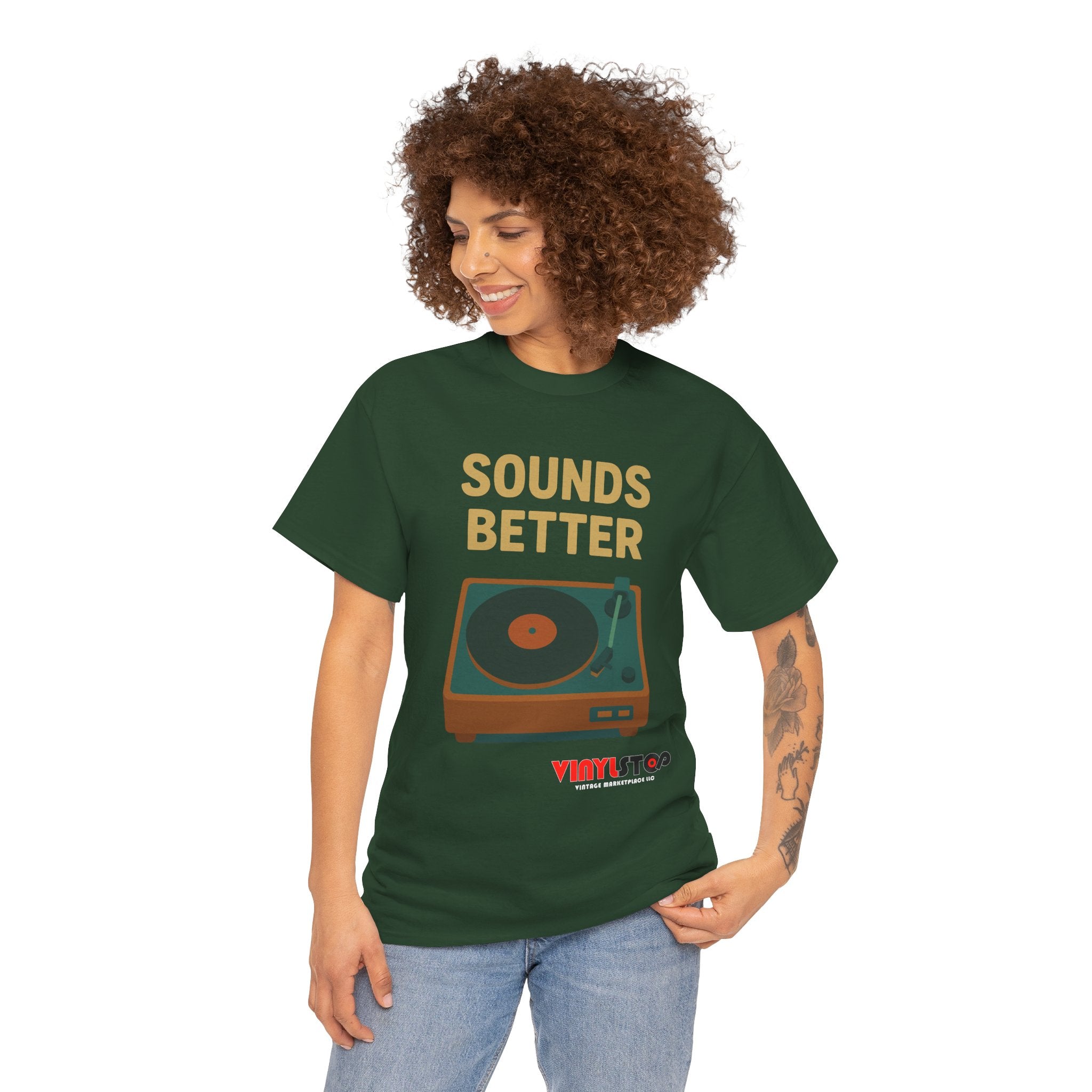 Sounds Better on Vinyl Record T-Shirt | Turntable Graphic Tee