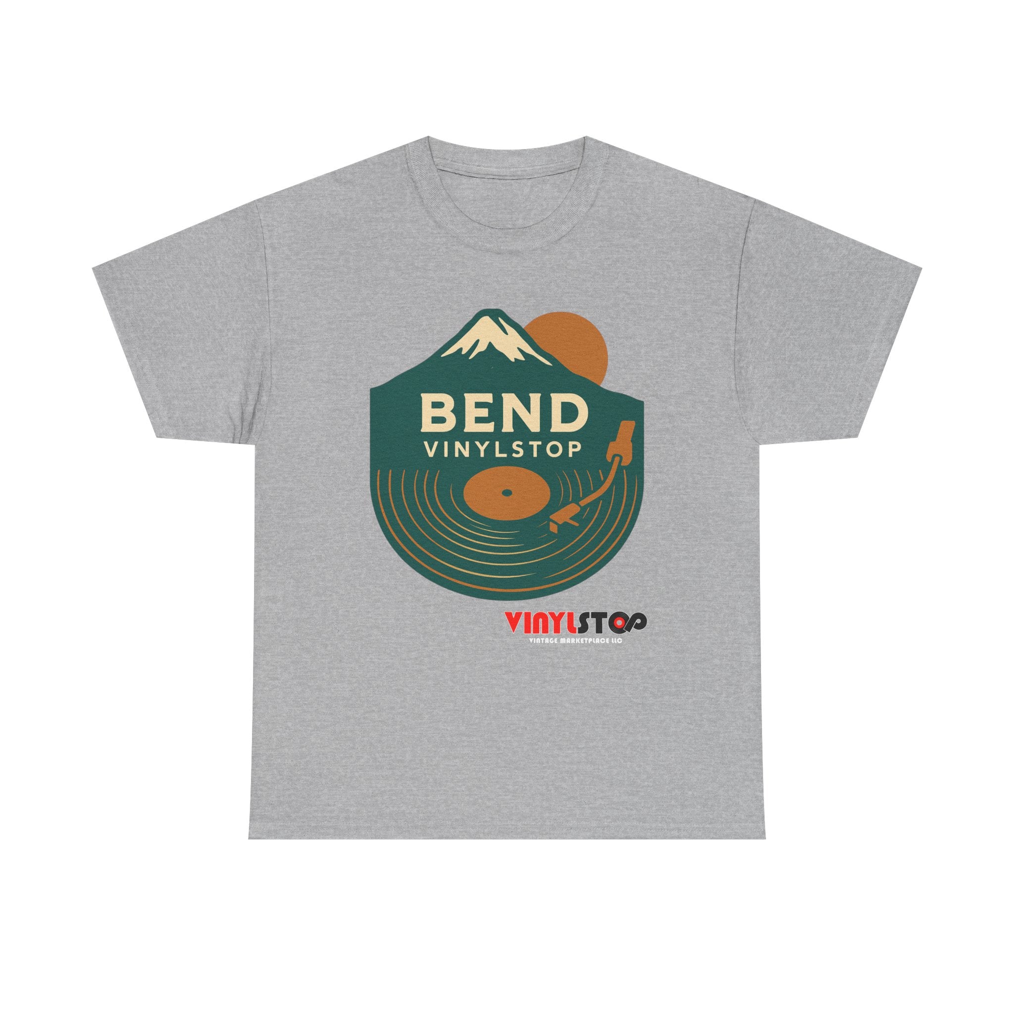 Bend Oregon Vinyl Stop T-Shirt | Mountain Record Player Tee Record Store