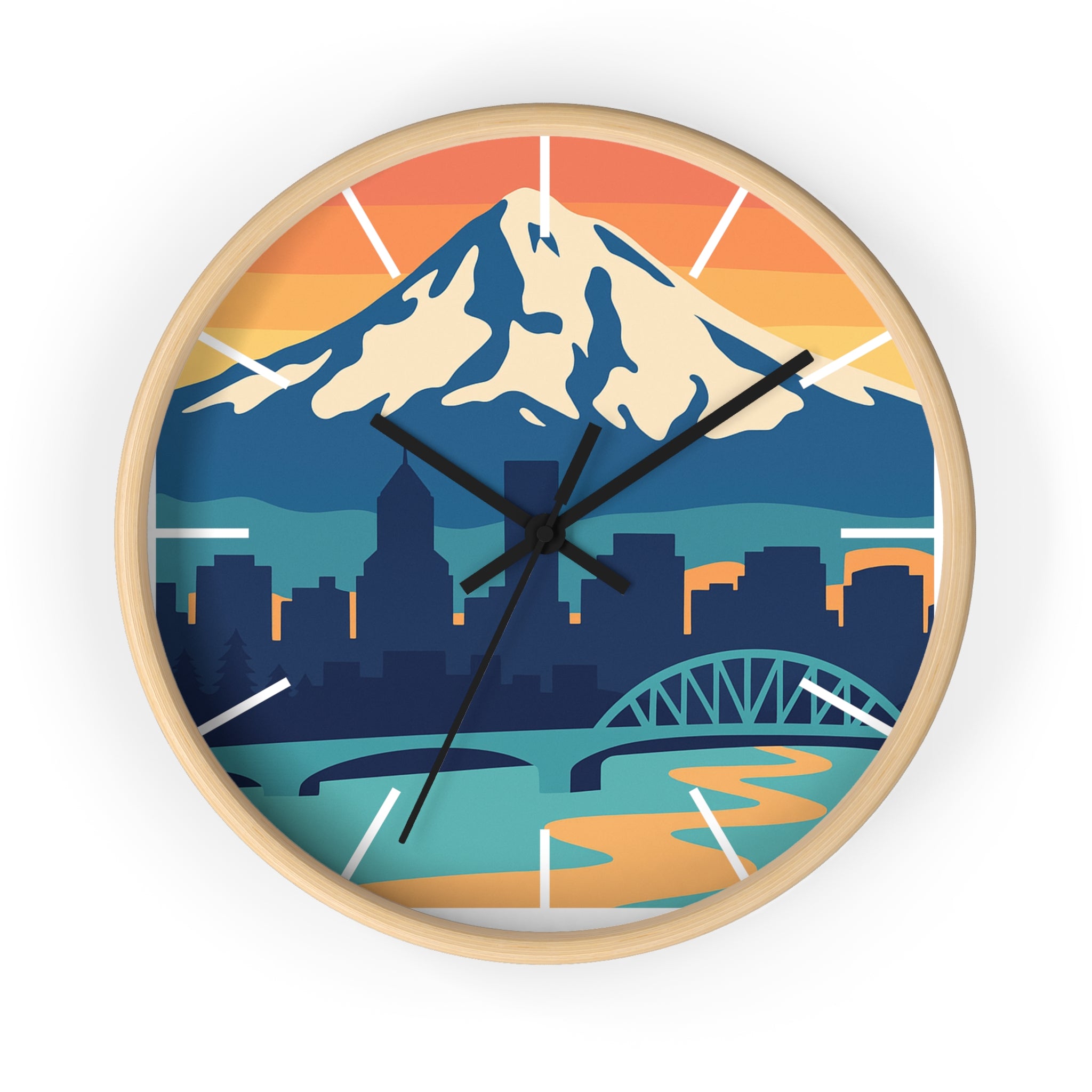 Mountain City Portland Wall Clock — Scenic Skyline CLOCK