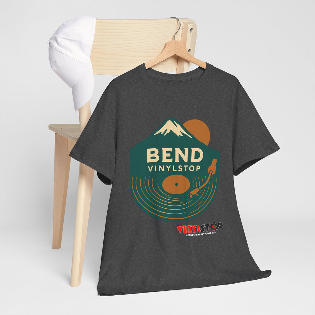 Bend Oregon Vinyl Stop T-Shirt | Mountain Record Player Tee Record Store