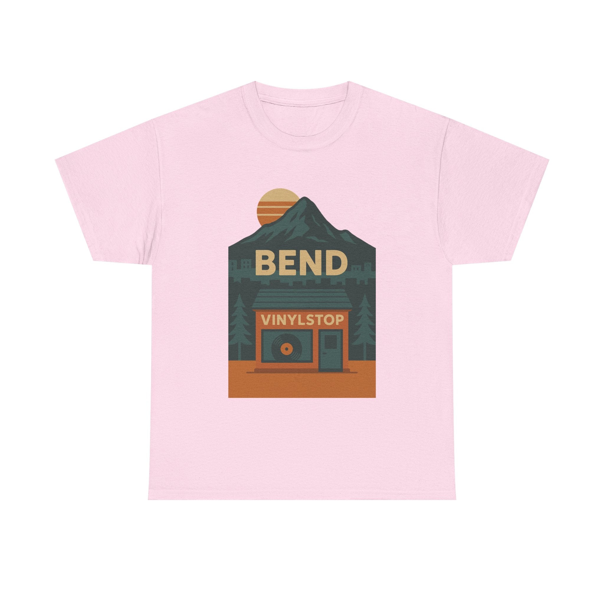 Bend Oregon Vinyl Stop T-Shirt | Mountain Record Player Tee Record Store
