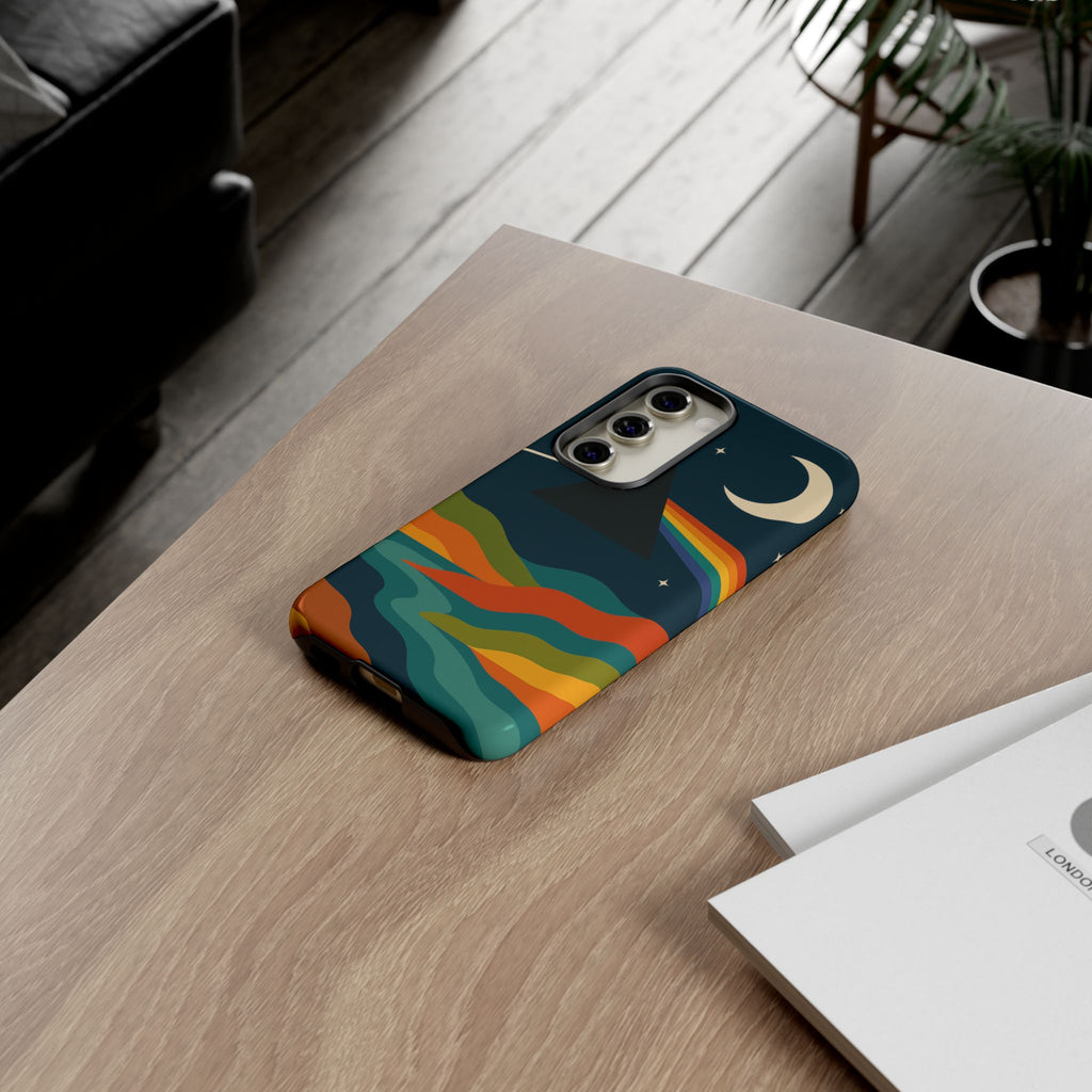 Dark Side of Moon Phone Case — Rainbow Landscape Tough Case Pink Floyd Inspired