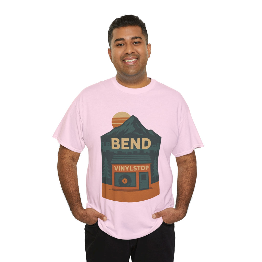 Bend Oregon Vinyl Stop T-Shirt | Mountain Record Player Tee Record Store