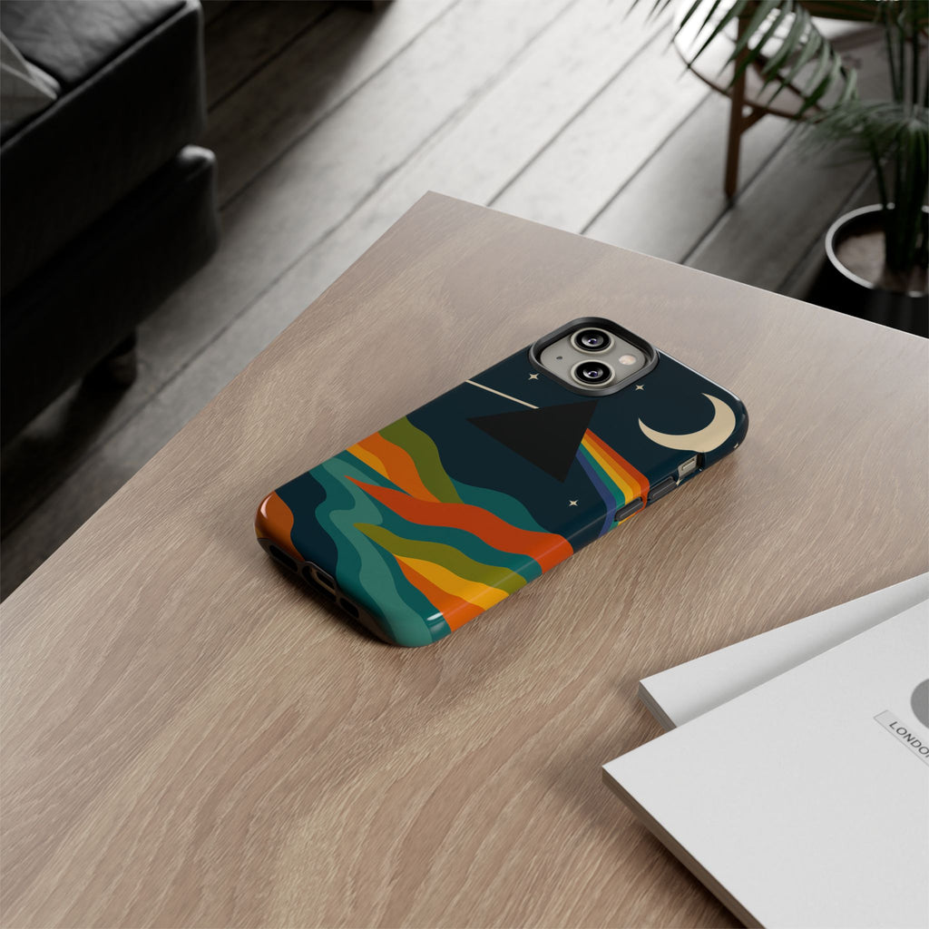 Dark Side of Moon Phone Case — Rainbow Landscape Tough Case Pink Floyd Inspired