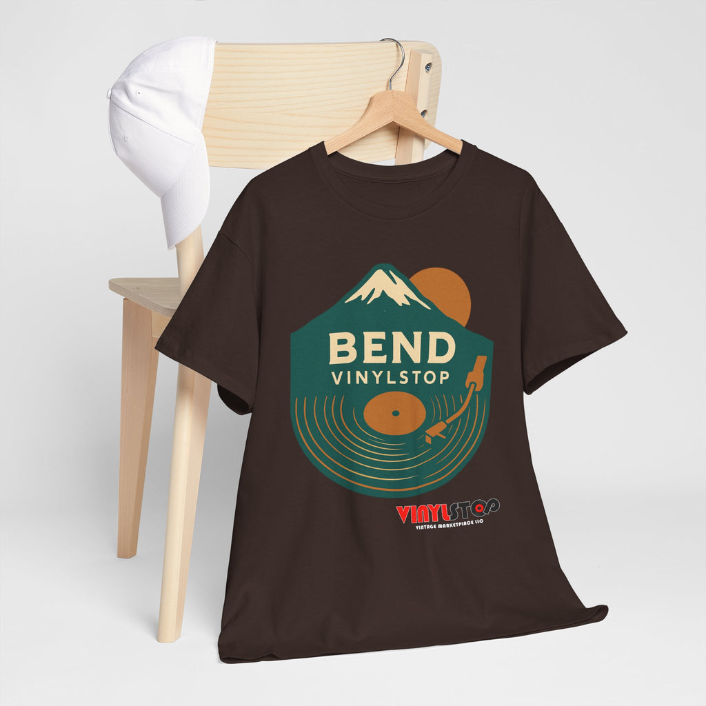 Bend Oregon Vinyl Stop T-Shirt | Mountain Record Player Tee Record Store