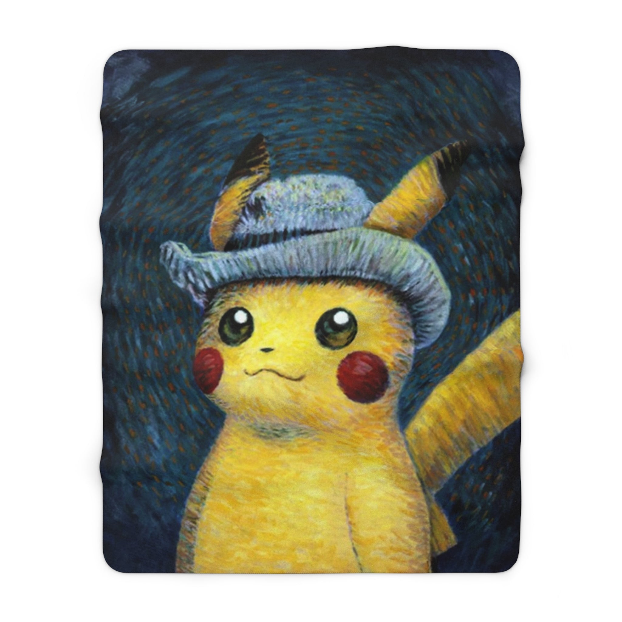 Pi-ka_chuu in Hat Sherpa Fleece Blanket - Cozy Pok-ee-monn Throw for Kids & Fans