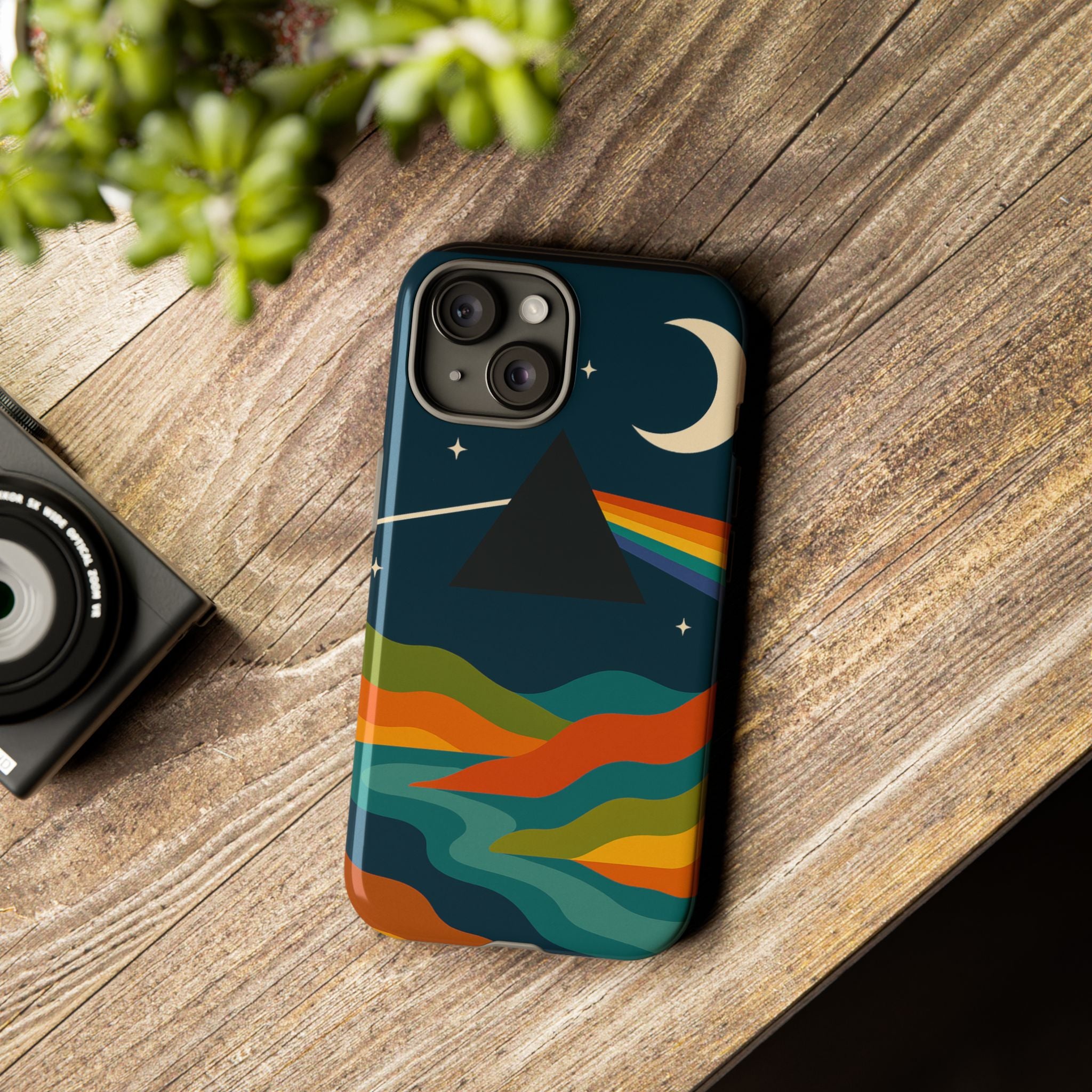 Dark Side of Moon Phone Case — Rainbow Landscape Tough Case Pink Floyd Inspired