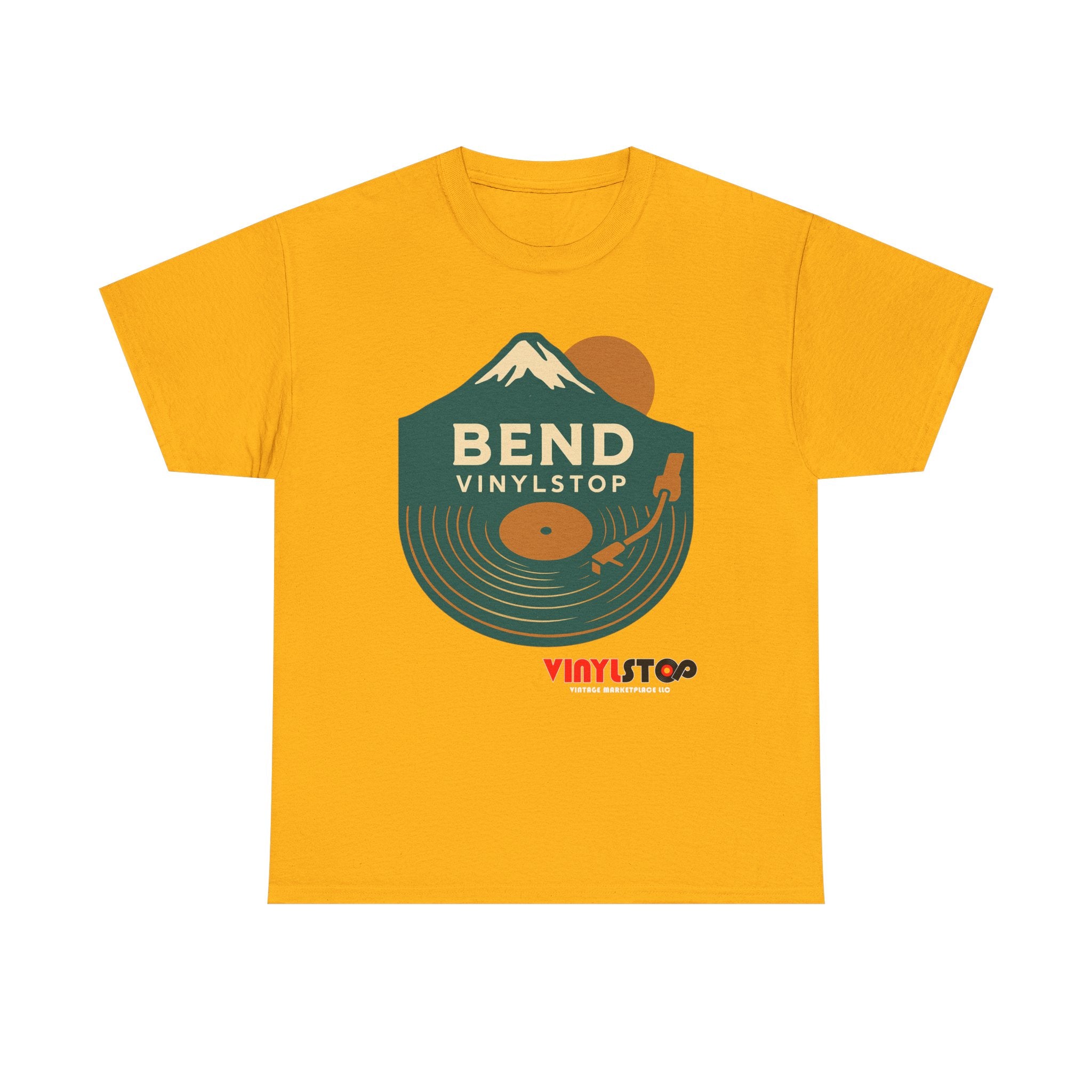Bend Oregon Vinyl Stop T-Shirt | Mountain Record Player Tee Record Store