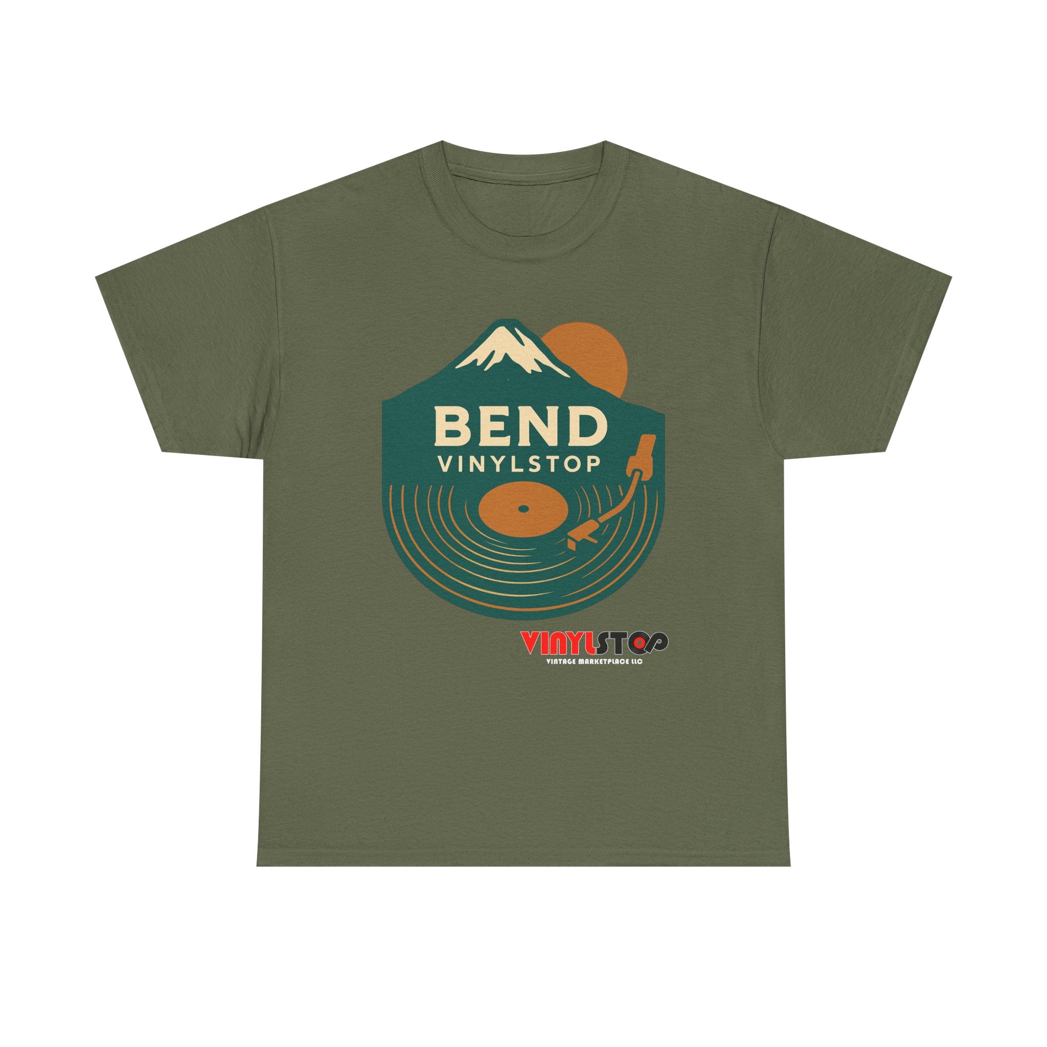 Bend Oregon Vinyl Stop T-Shirt | Mountain Record Player Tee Record Store
