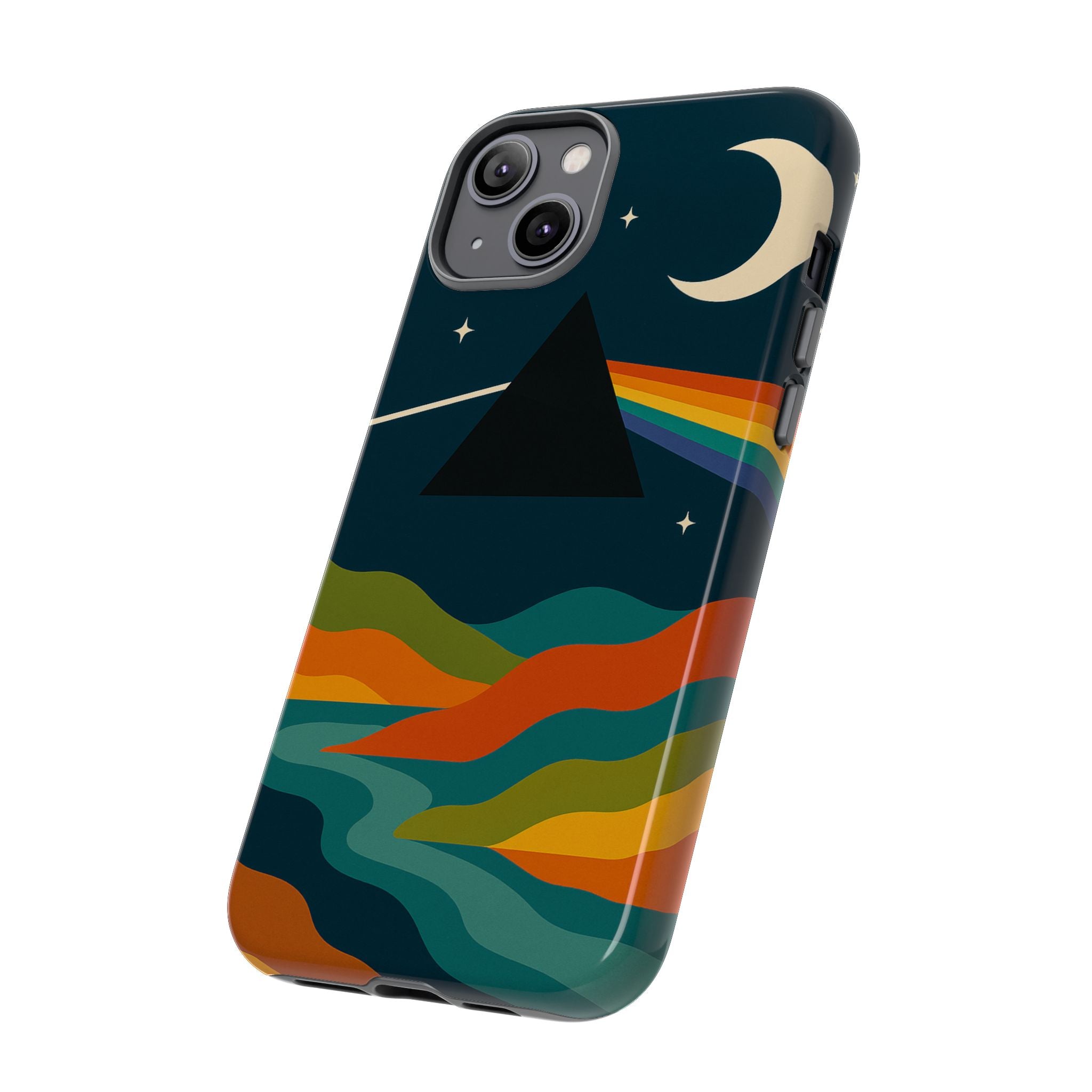 Dark Side of Moon Phone Case — Rainbow Landscape Tough Case Pink Floyd Inspired