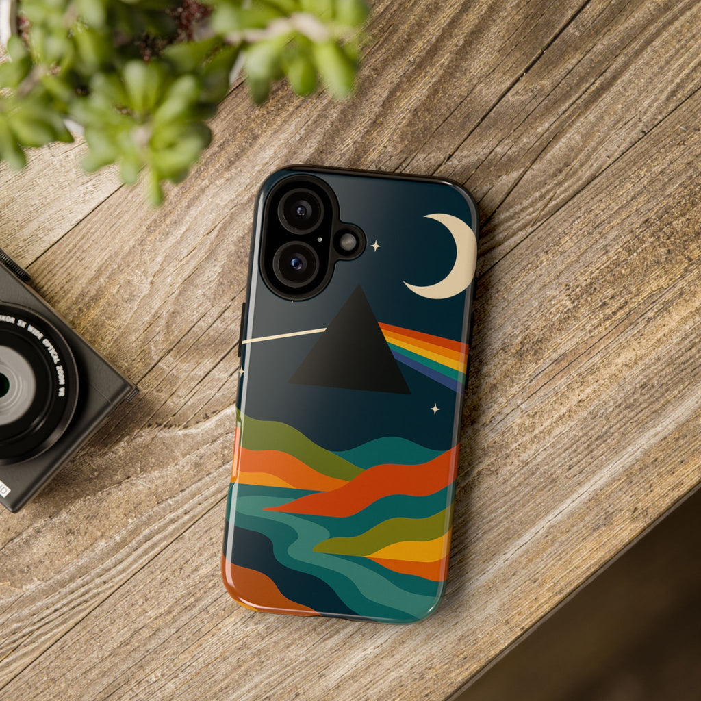 Dark Side of Moon Phone Case — Rainbow Landscape Tough Case Pink Floyd Inspired