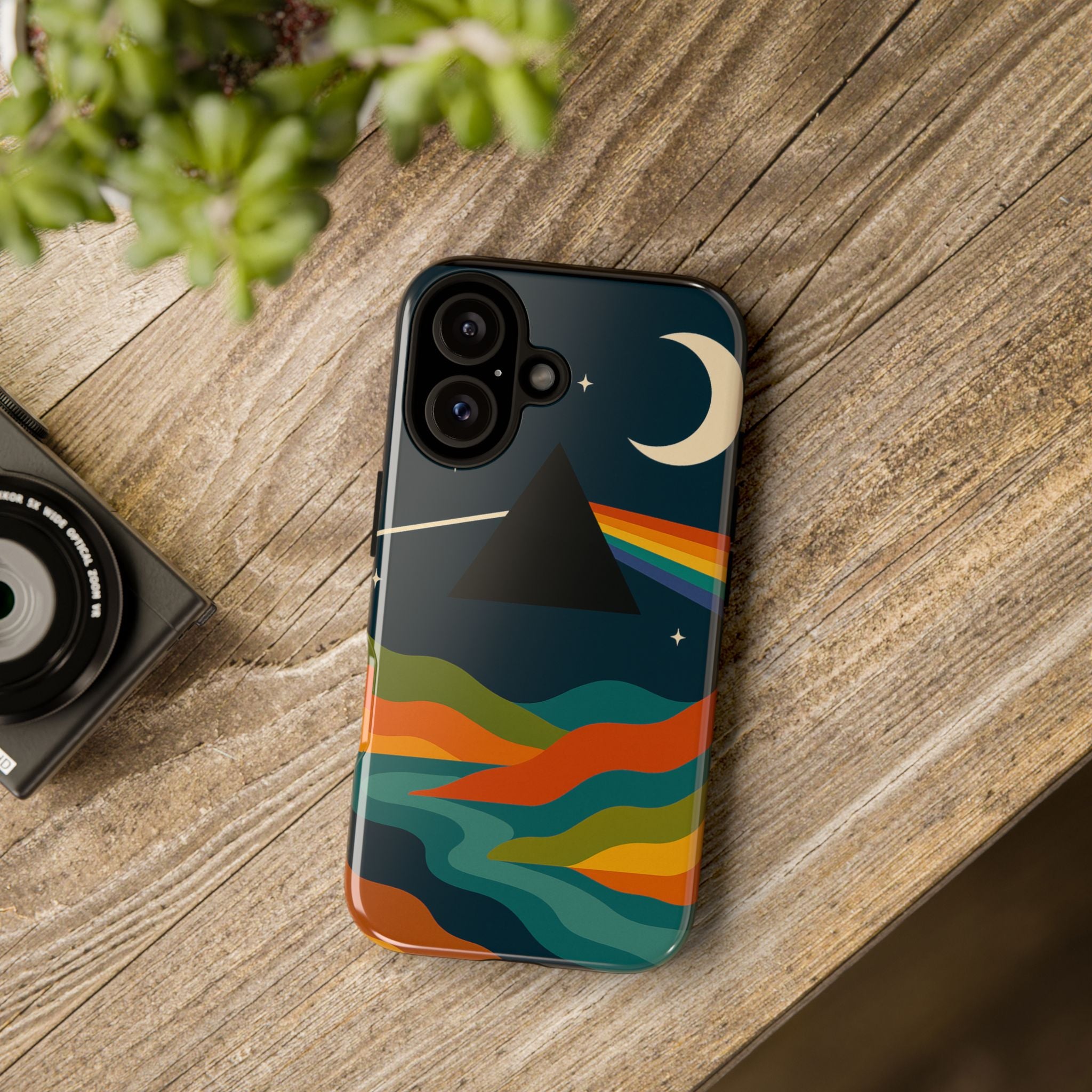 Dark Side of Moon Phone Case — Rainbow Landscape Tough Case Pink Floyd Inspired