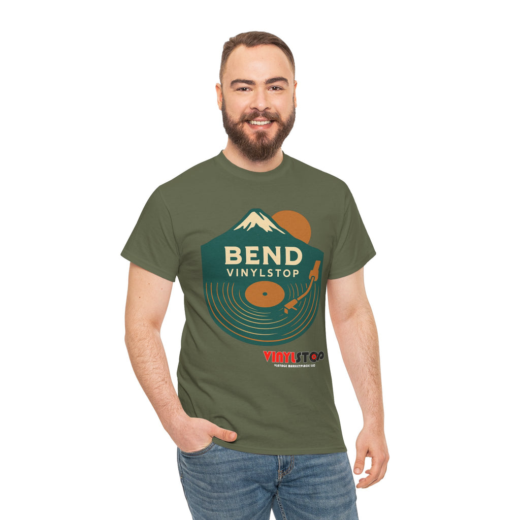 Bend Oregon Vinyl Stop T-Shirt | Mountain Record Player Tee Record Store