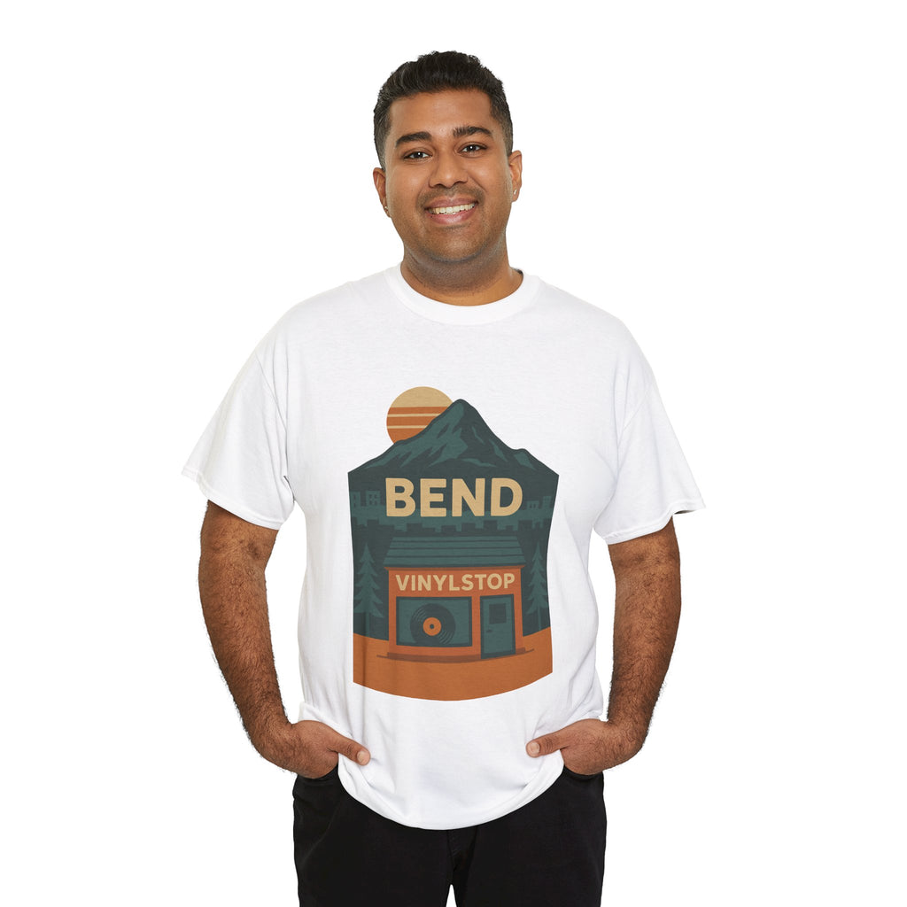 Bend Oregon Vinyl Stop T-Shirt | Mountain Record Player Tee Record Store