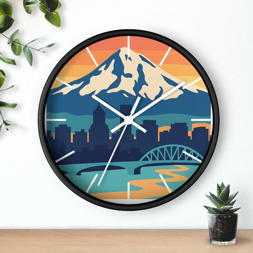 Mountain City Portland Wall Clock — Scenic Skyline CLOCK