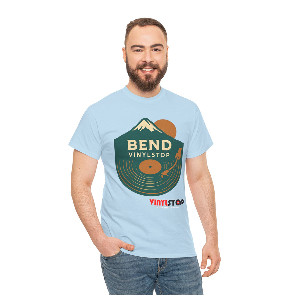 Bend Oregon Vinyl Stop T-Shirt | Mountain Record Player Tee Record Store