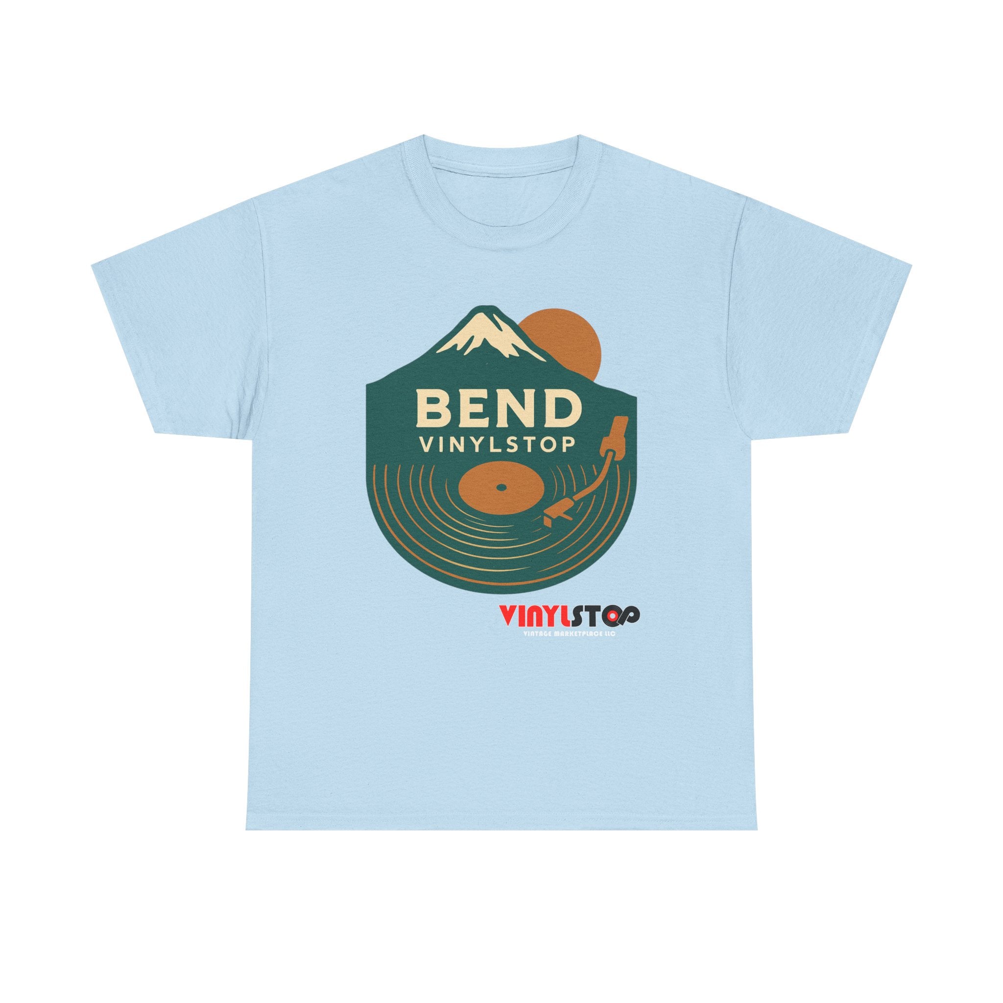 Bend Oregon Vinyl Stop T-Shirt | Mountain Record Player Tee Record Store